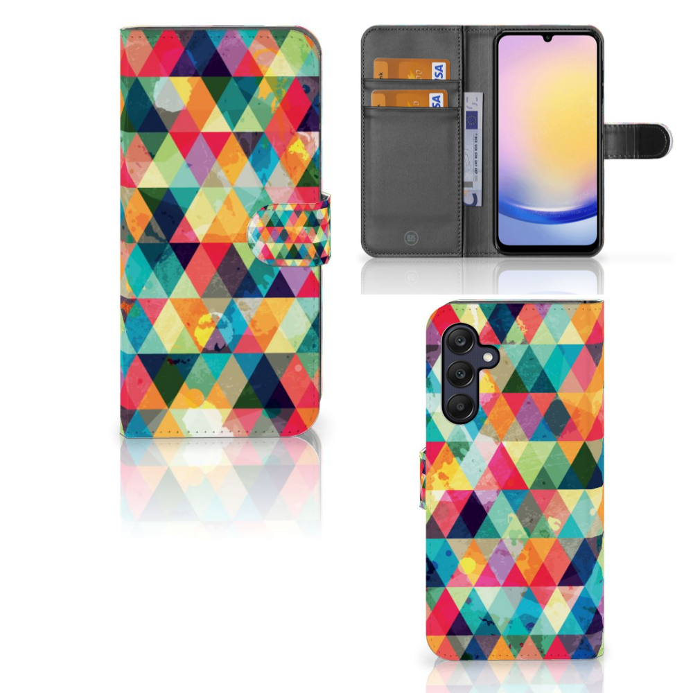 Samsung Galaxy A25 Telefoon Hoesje Geruit telefoonhoesje design ruitjes aanzicht