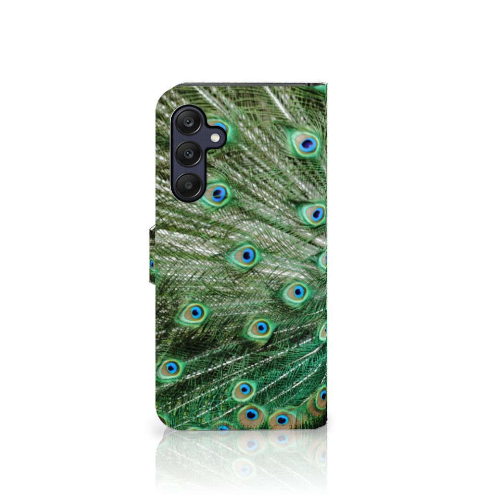 Samsung Galaxy A25 Telefoonhoesje met Pasjes Pauw design pauw aanzicht