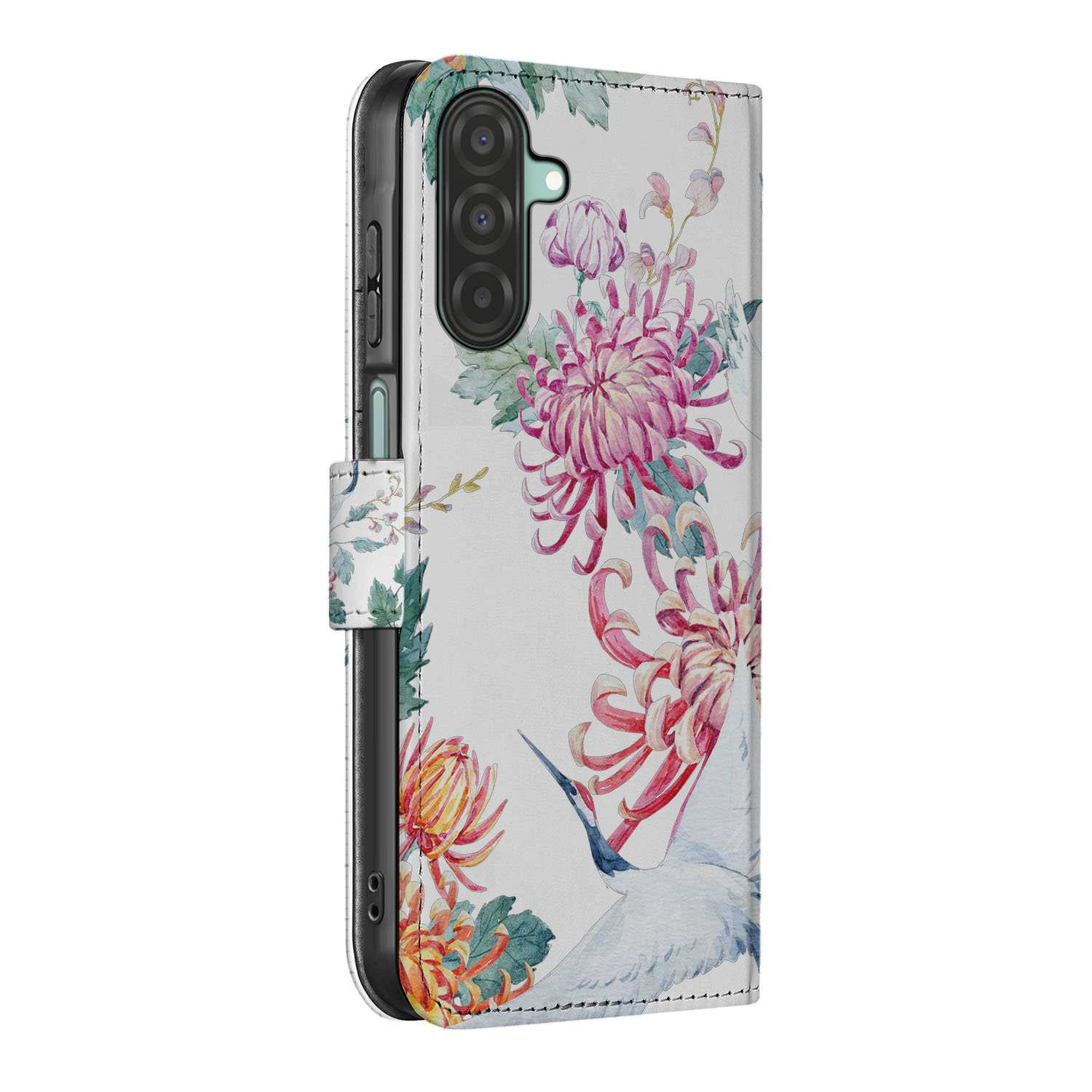 Samsung Galaxy A26 Bird Flowers Book Case design Bird Flowers aanzicht