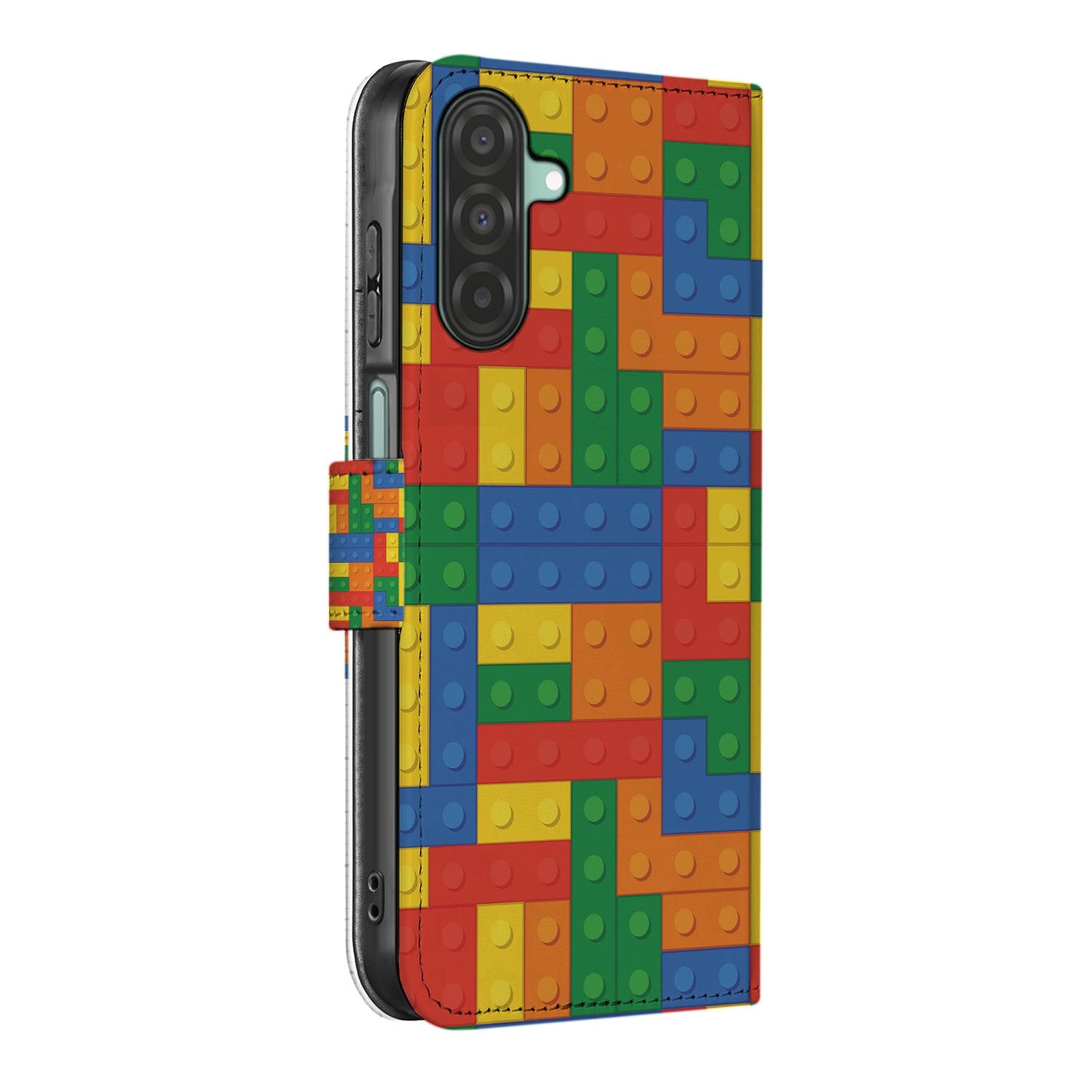 Samsung Galaxy A26 Blokken Book Case kleurrijk design zijaanzicht