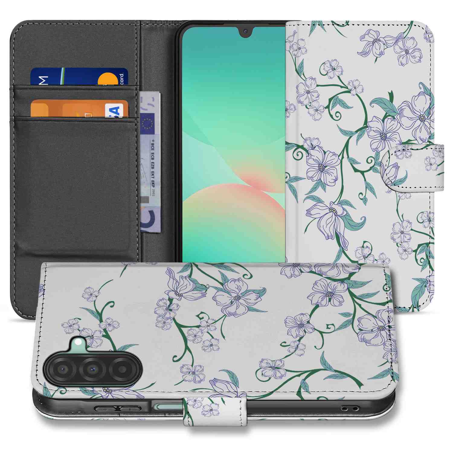 Samsung Galaxy A26 Blossom White Book Case boekhoes bloem designthema binnenkant
