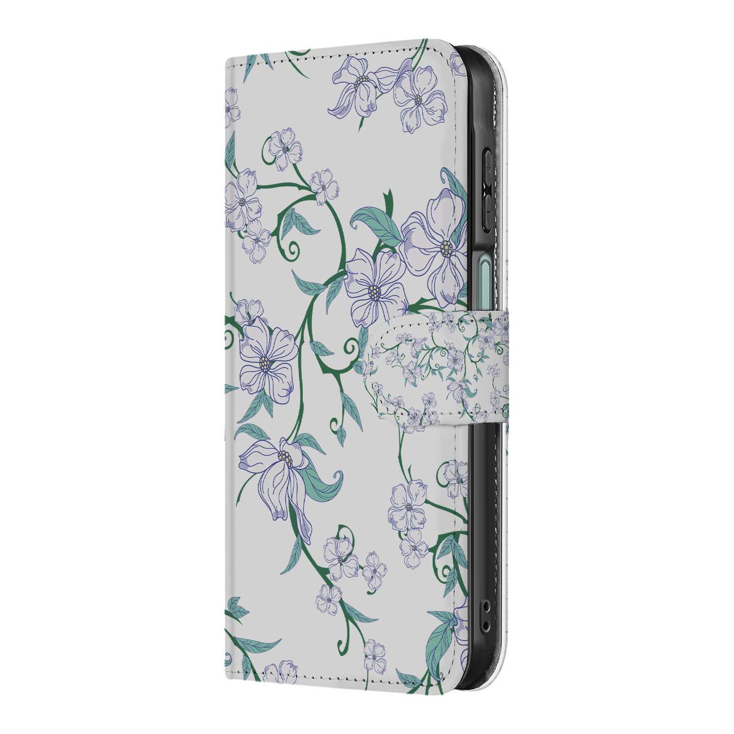 Samsung Galaxy A26 Blossom White Book Case bloemmotief zijkant