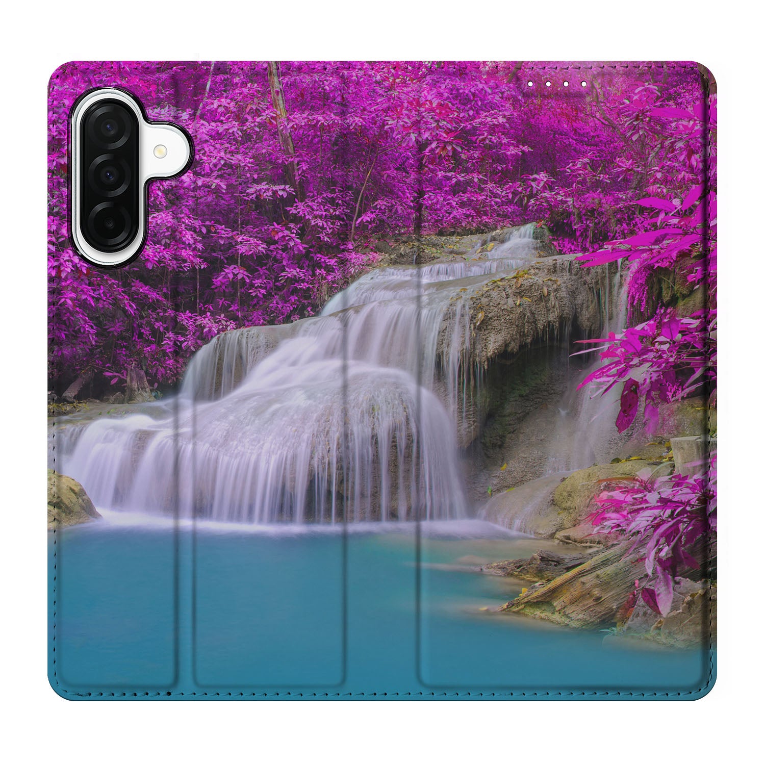 Samsung Galaxy A26 Book Cover Waterval waterval roze bloemen aanzicht