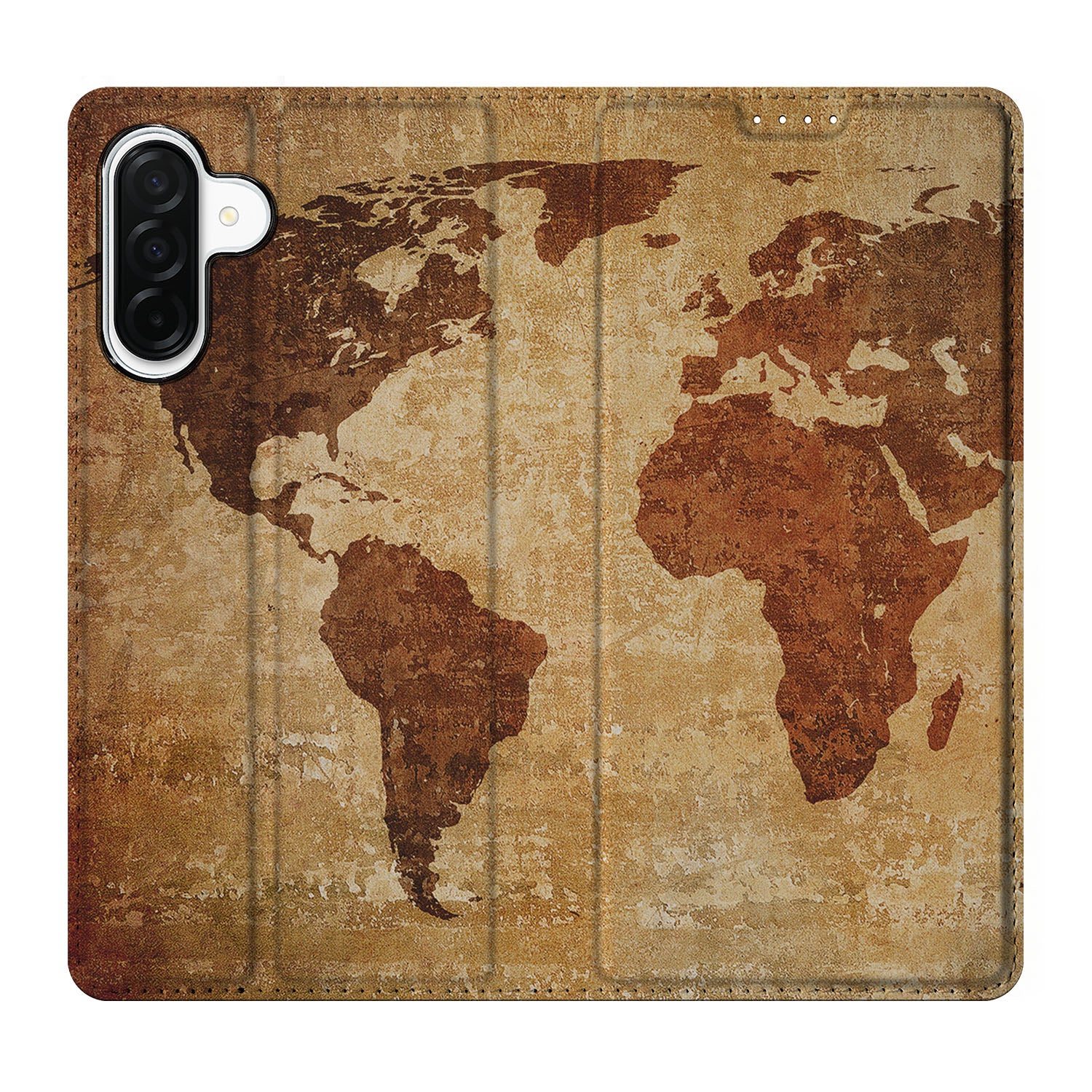 Samsung Galaxy A26 Book Cover Wereldkaart wereldkaart bruin design voorkant