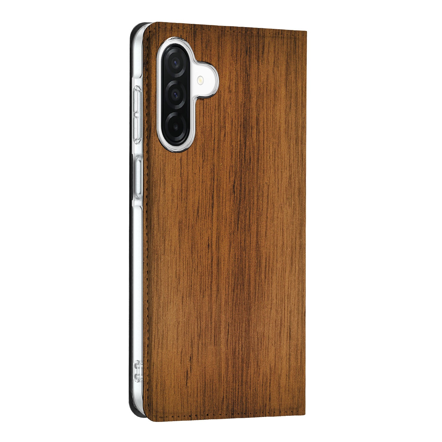 Samsung Galaxy A26 Book Wallet Case Donker Hout hoesje donker hout aanzicht