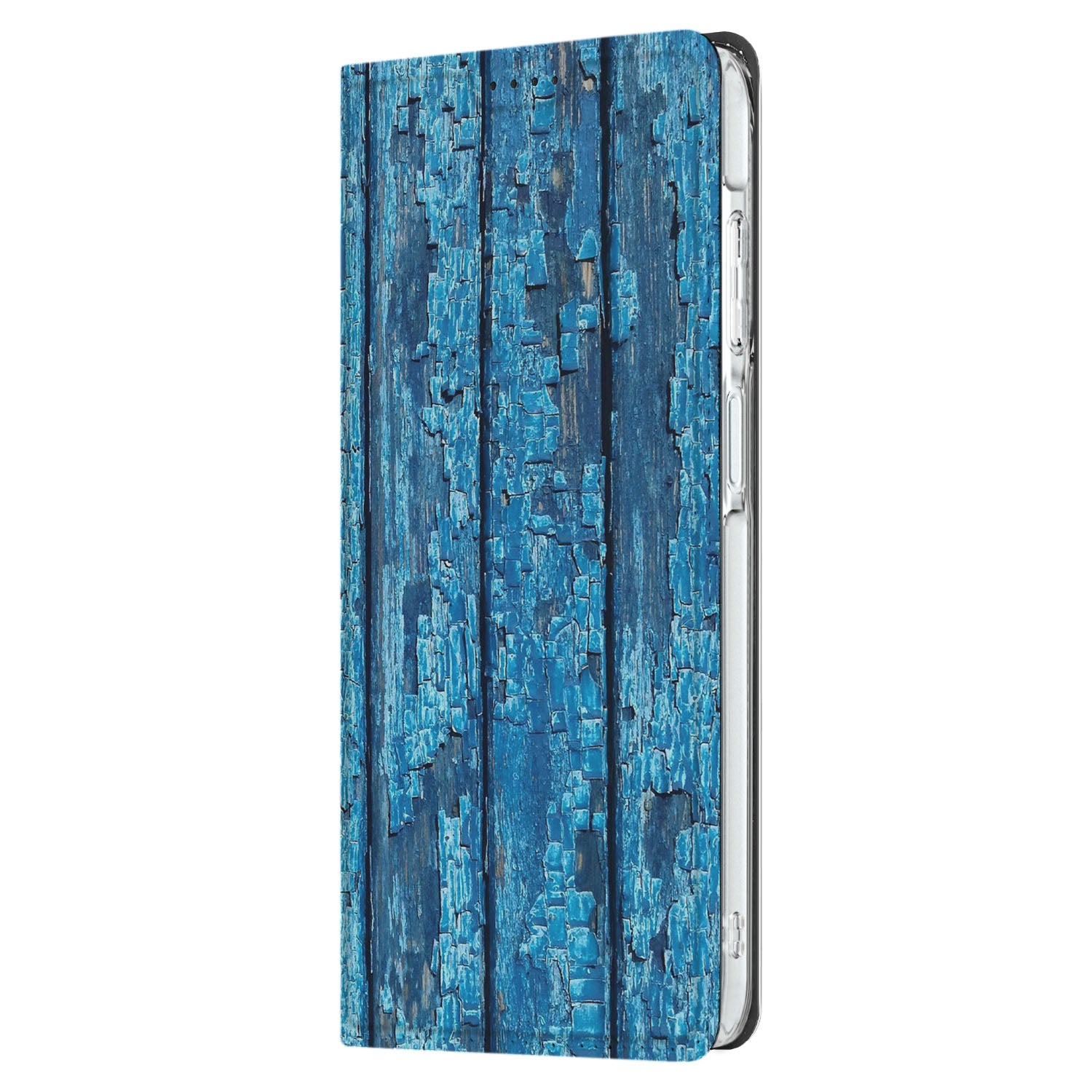 Samsung Galaxy A26 Book Wallet Case Wood Blue blauw hout design1 aanzicht