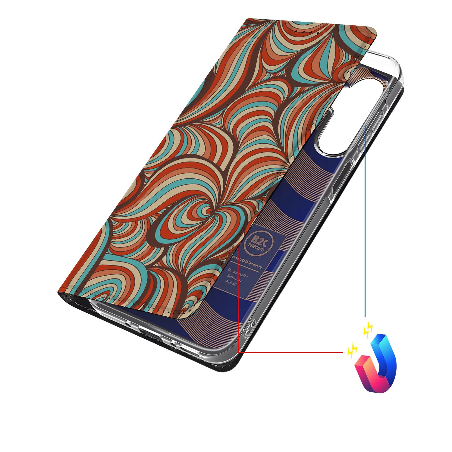 Samsung Galaxy A26 Bookcase Retro retro kleurrijk design achterkant