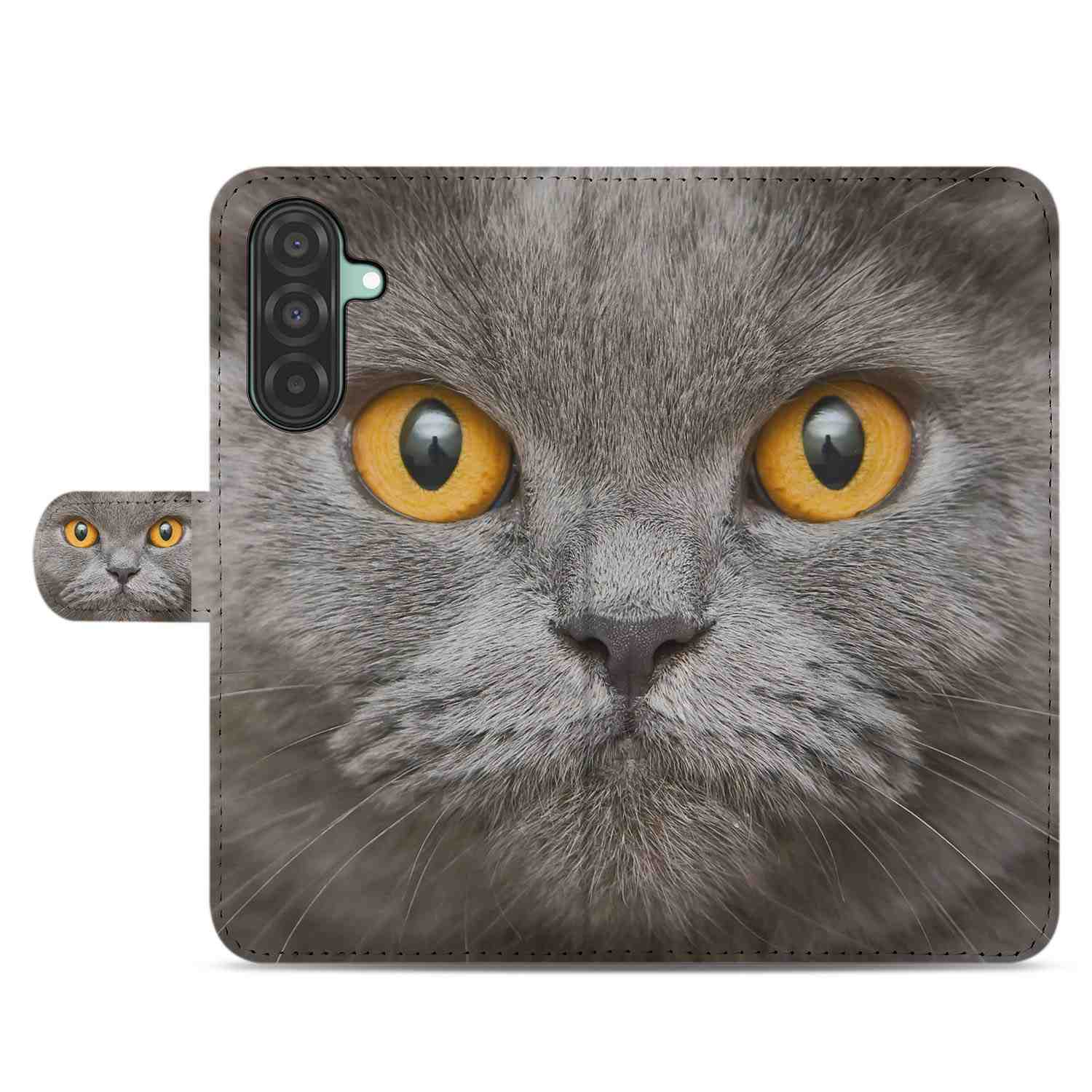 Samsung Galaxy A26 Britse Korthaar Book Case kattenkop voorkant