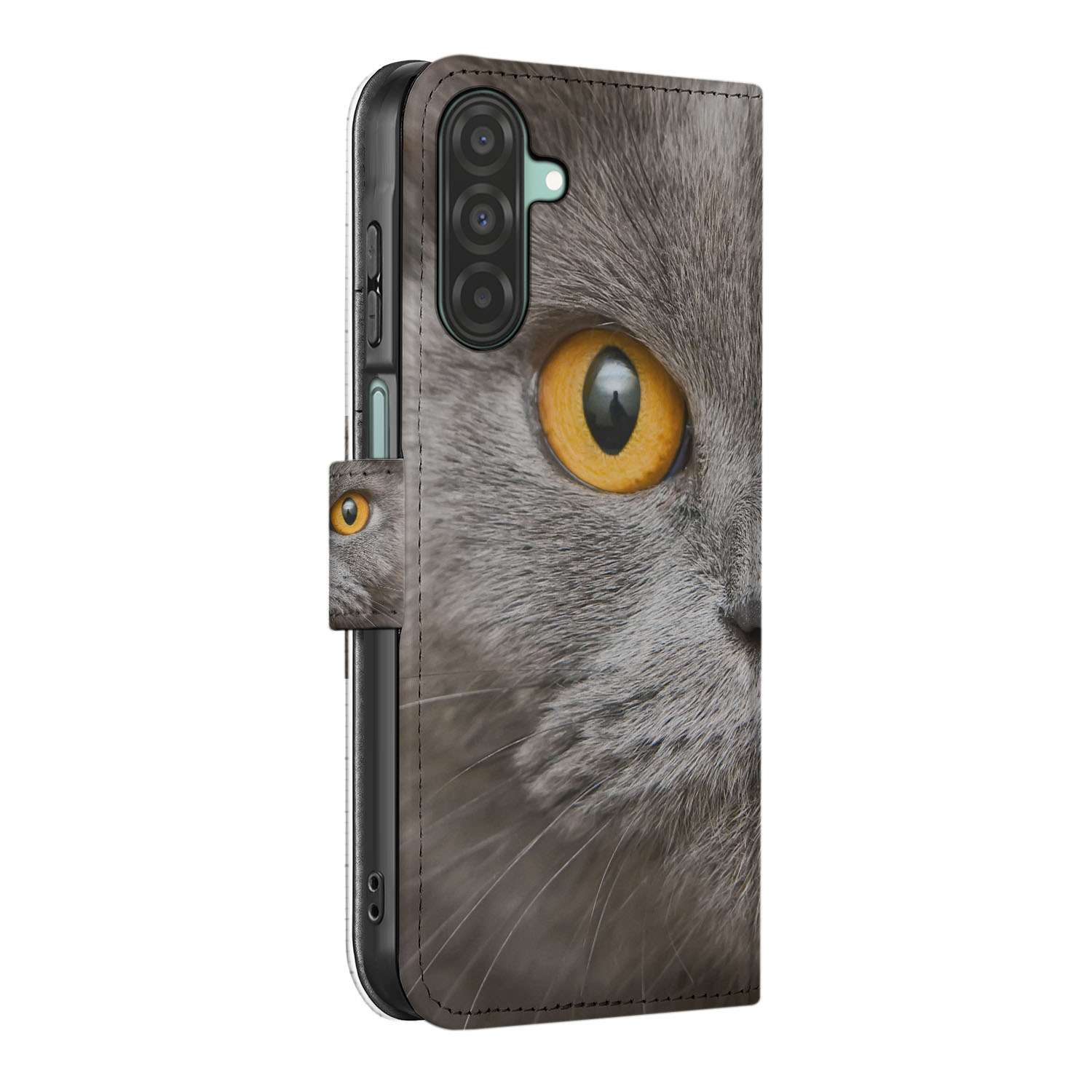 Samsung Galaxy A26 Britse Korthaar Book Case ontwerp kattenoog zijkant
