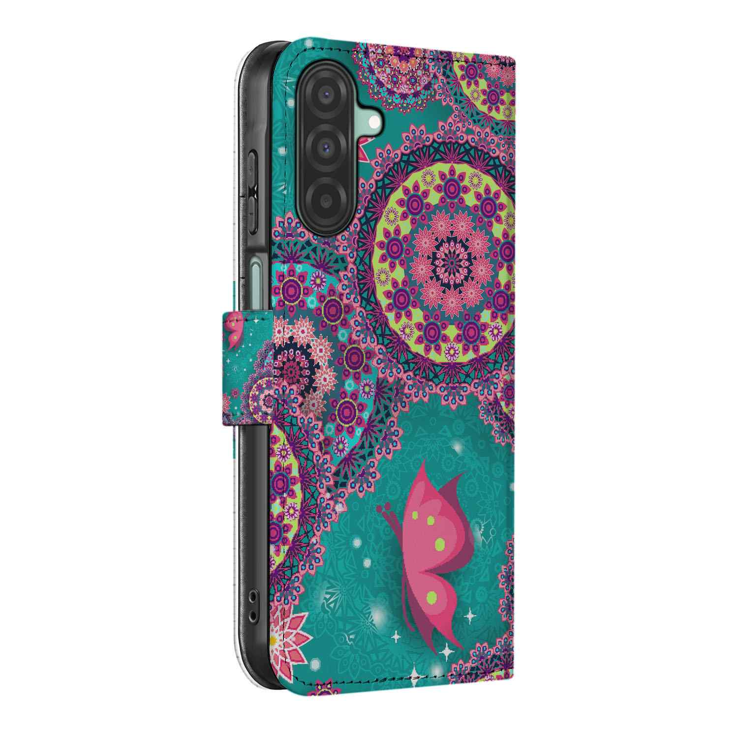 Samsung Galaxy A26 Cirkels en Vlinders Book Case Cirkels en Vlinders zijkant