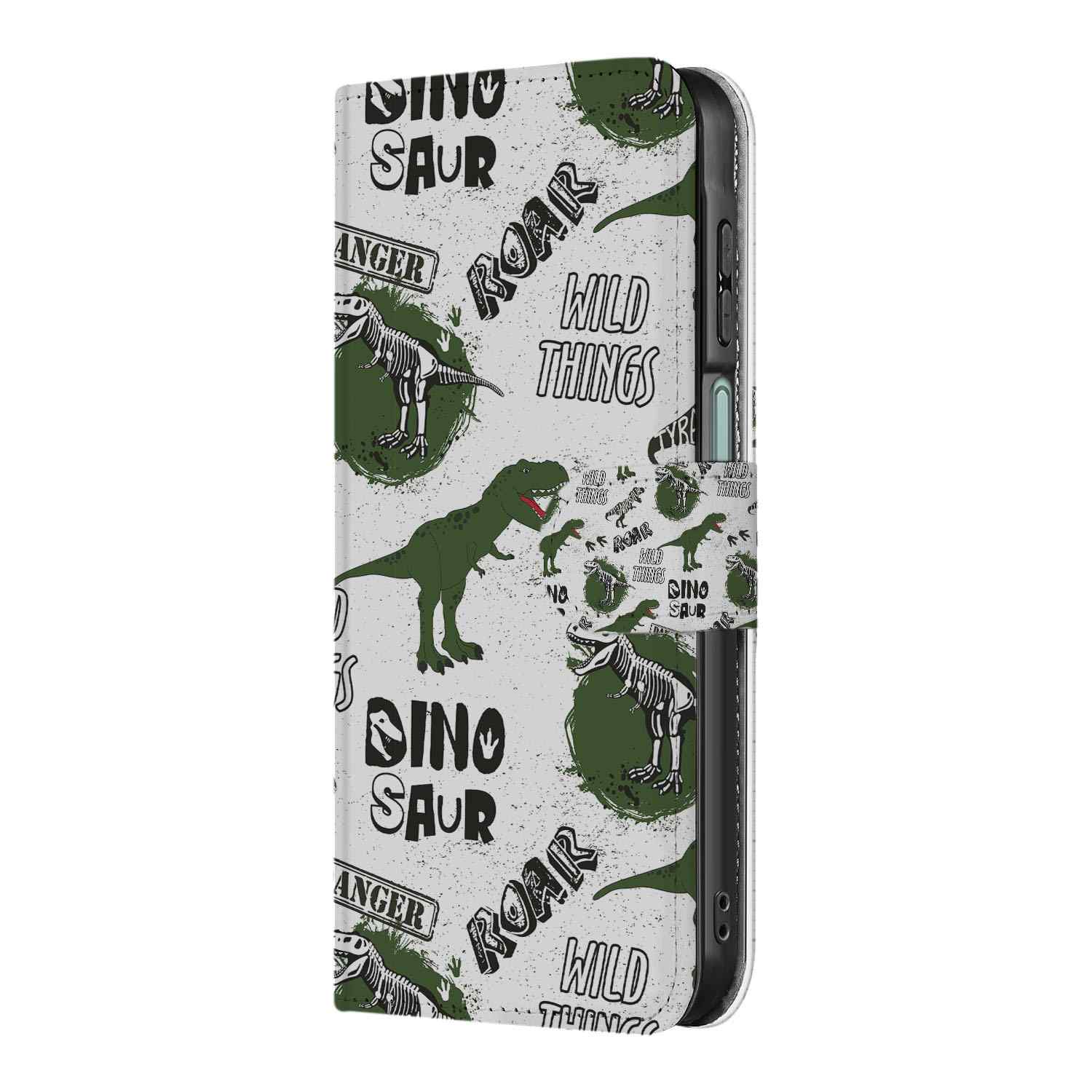 Samsung Galaxy A26 Dinosaurus Book Case dinosaurus design voorzijde