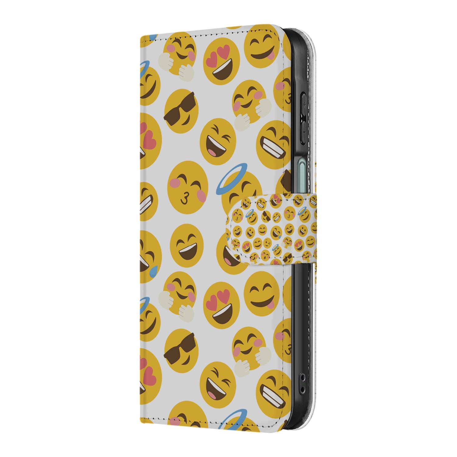 Samsung Galaxy A26 Emoji Book Case emoji design zijkant