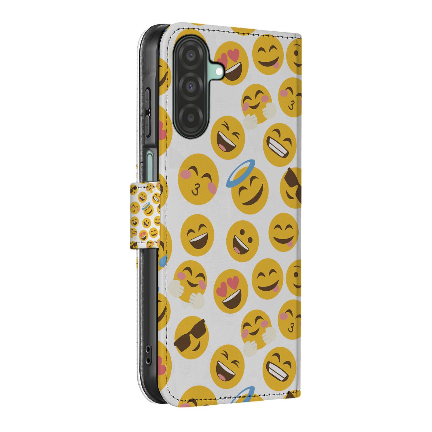 Samsung Galaxy A26 Emoji Book Case emoji design zijaanzicht