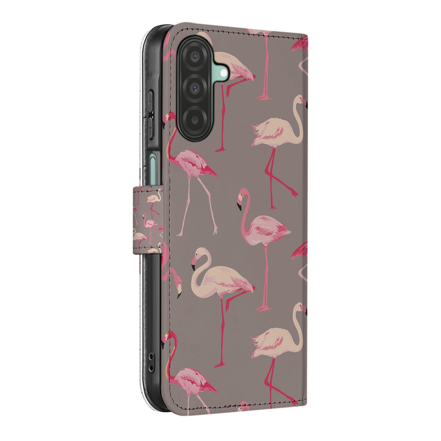 Samsung Galaxy A26 Flamingo Book Case flamingo design zijaanzicht