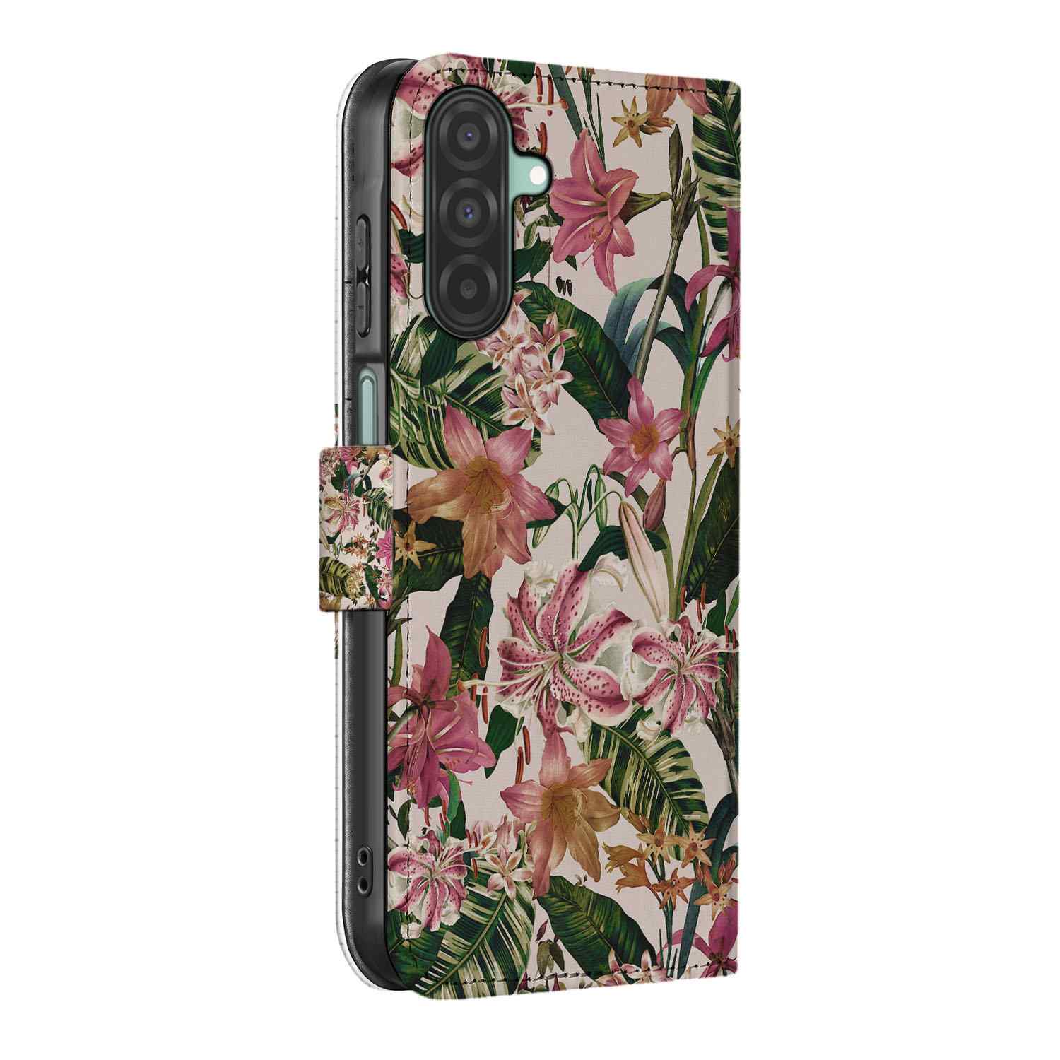Samsung Galaxy A26 Flowers Book Case bloemen design zijkant