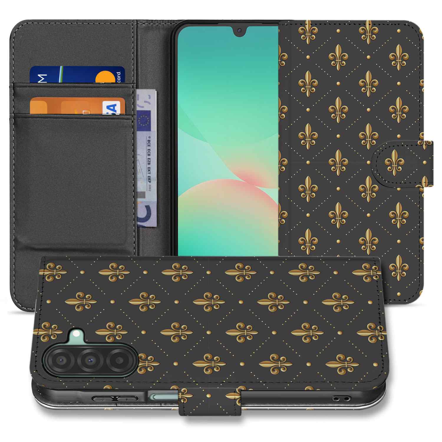 Samsung Galaxy A26 Franse Lelie Book Case Franse Lelie design open aanzicht