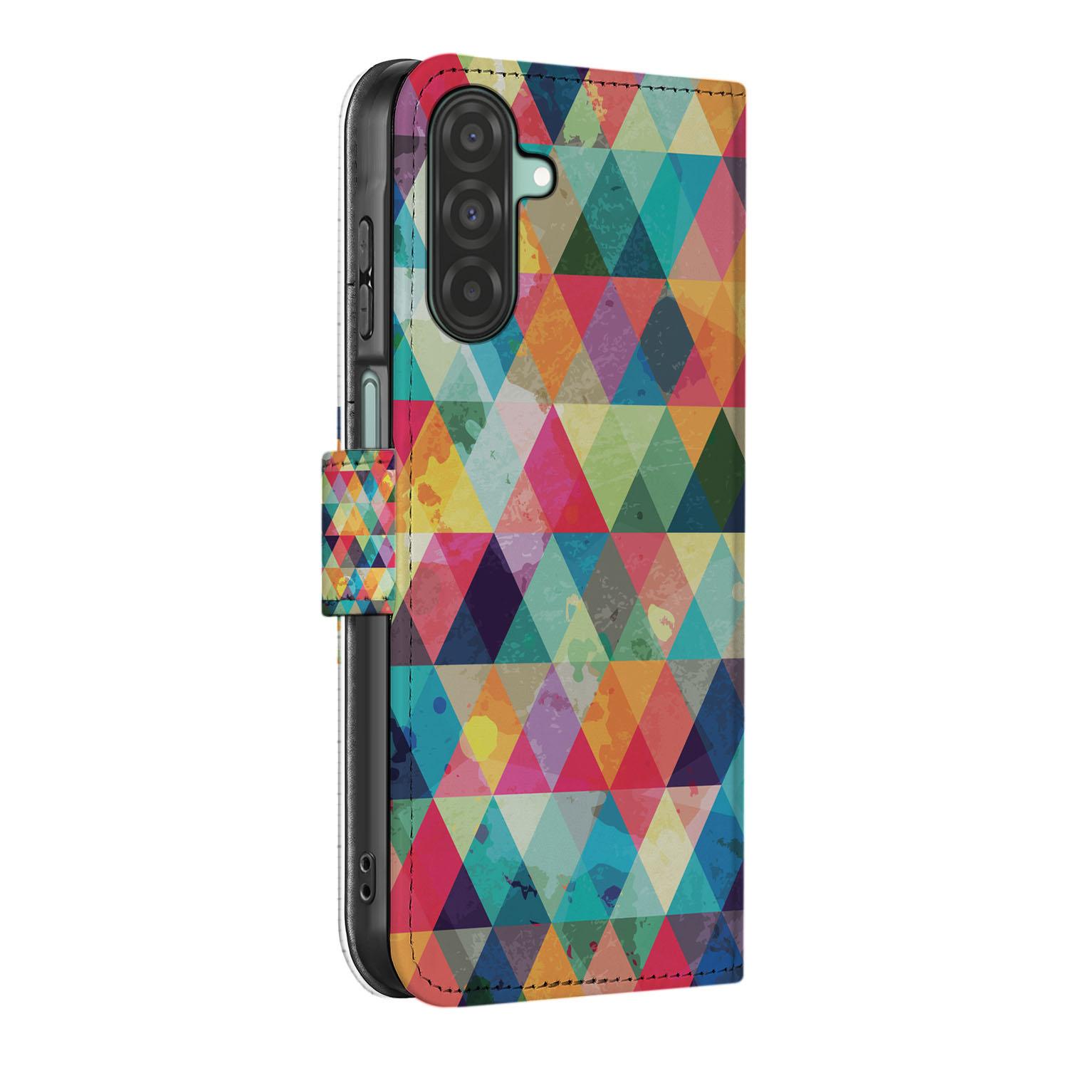 Samsung Galaxy A26 Geruit Book Case geruit design aanzicht