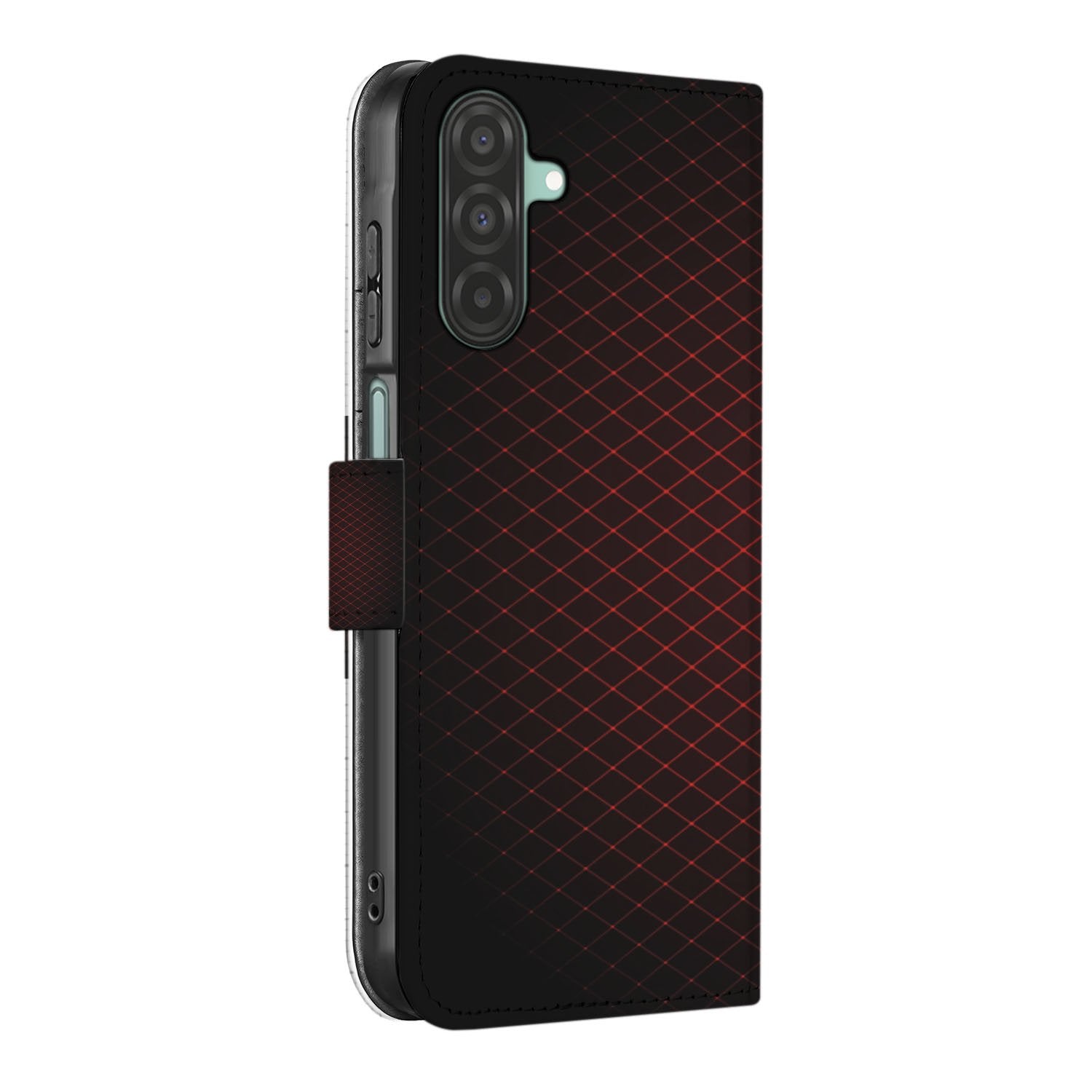 Samsung Galaxy A26 Geruit Rood Book Case geruit zwart rood voorzijde