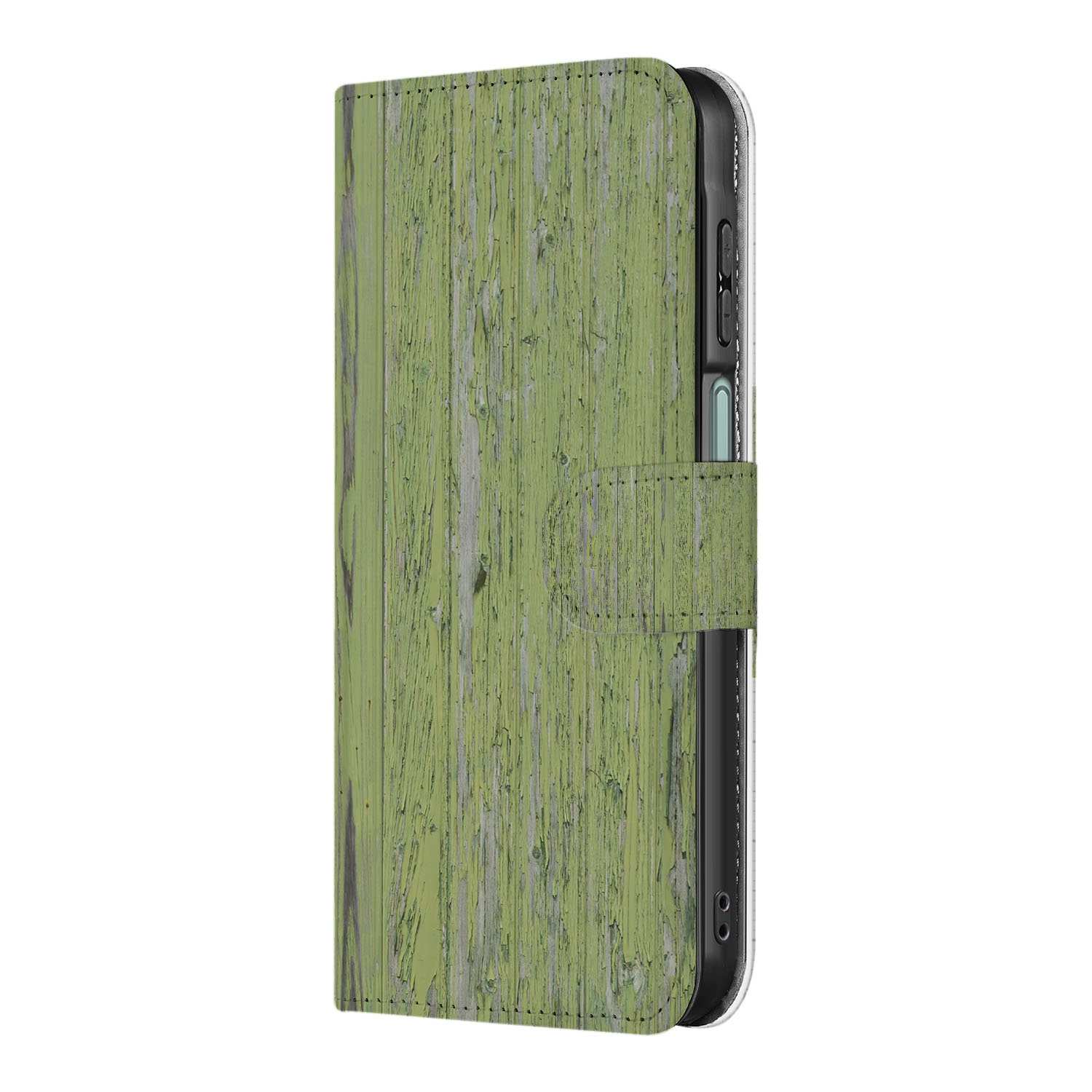Samsung Galaxy A26 Green Wood Book Case boekcase groen hout aanzicht