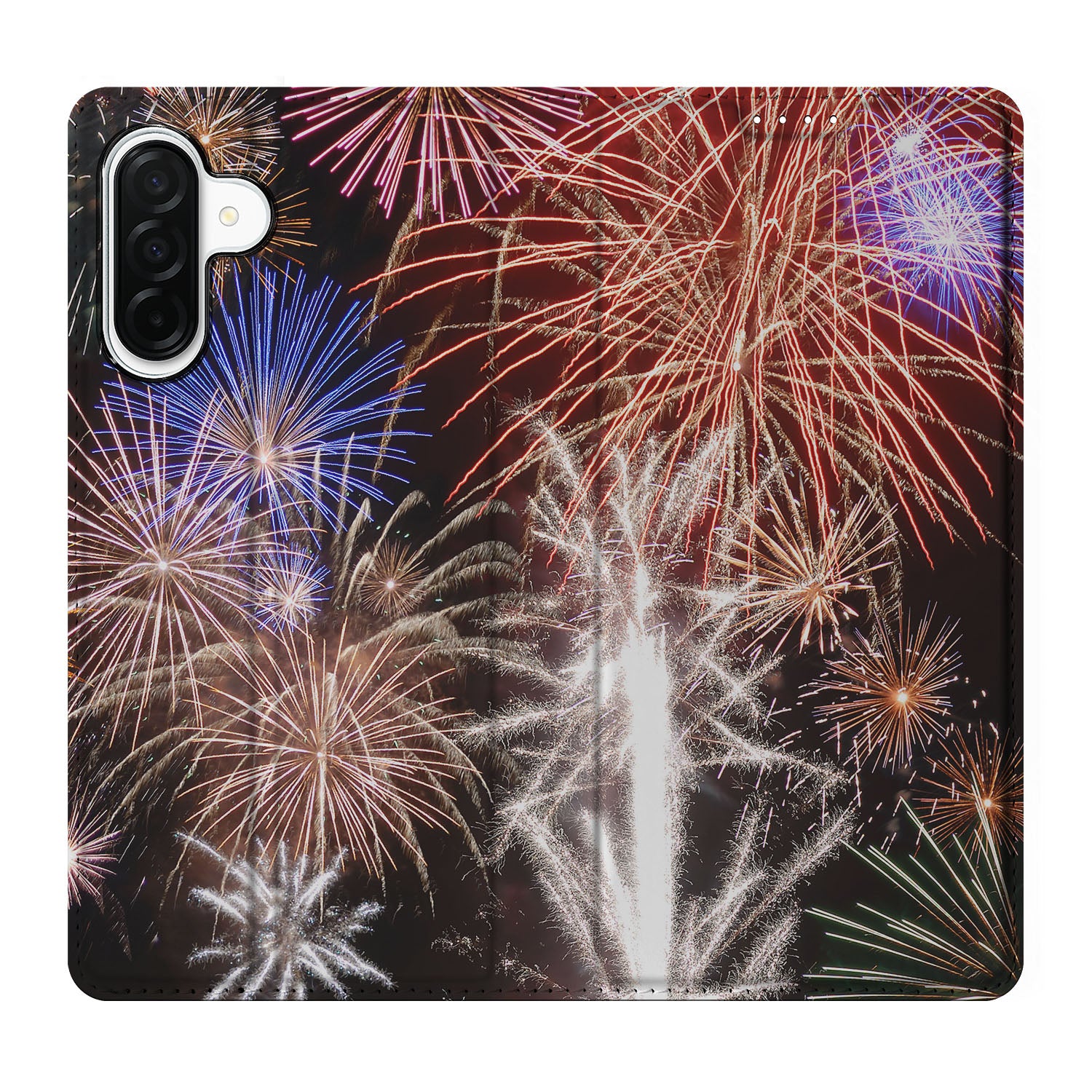 Samsung Galaxy A26 Hippe Standcase Vuurwerk siervuurwerk print kleurrijk aanzicht