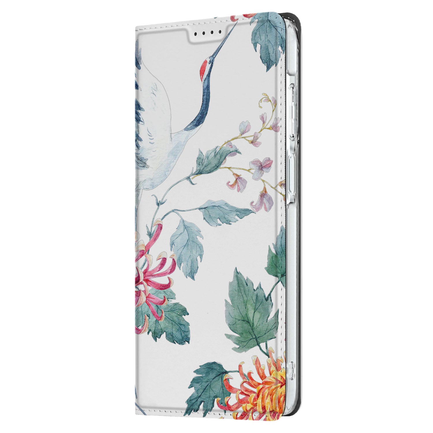 Samsung Galaxy A26 Hoesje maken Bird Flowers zijaanzicht bloemen ooievaar ontwerp