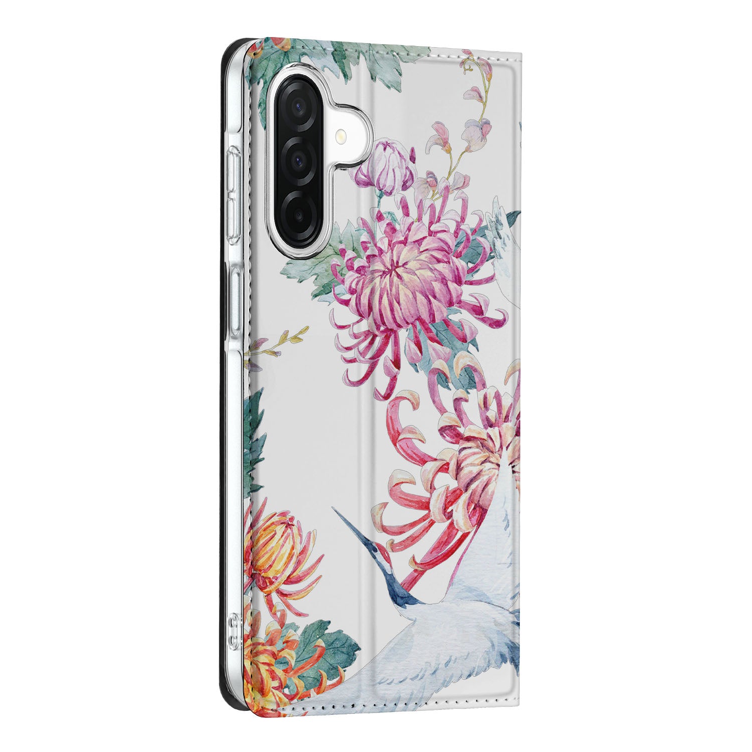 Samsung Galaxy A26 Hoesje maken Bird Flowers bloemen ooievaar design zijkant
