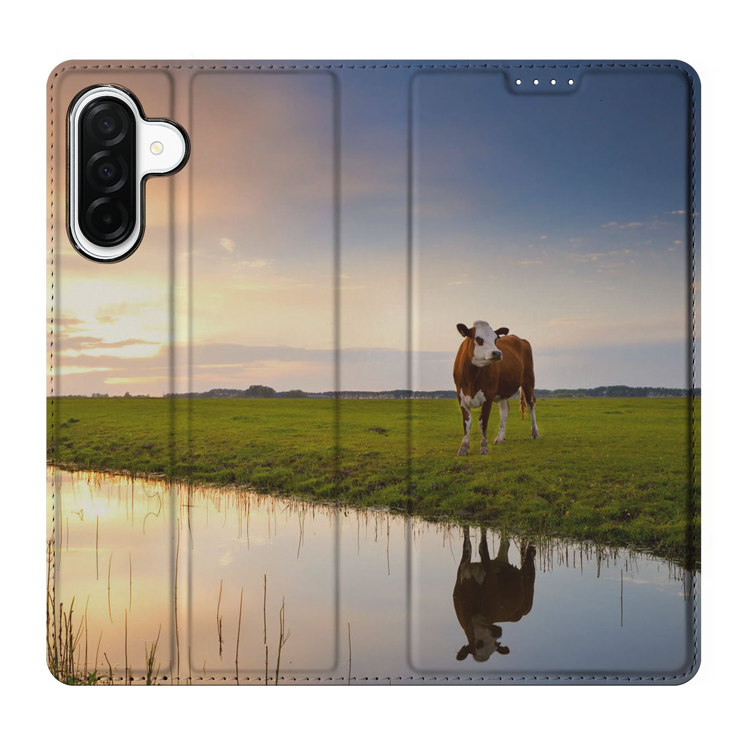 Samsung Galaxy A26 Hoesje maken Koe stand case koe reflectie landschap