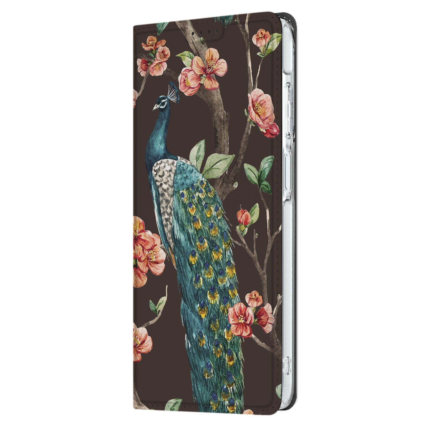 Samsung Galaxy A26 Hoesje maken Pauw met Bloemen design pauw met bloemen aanzicht