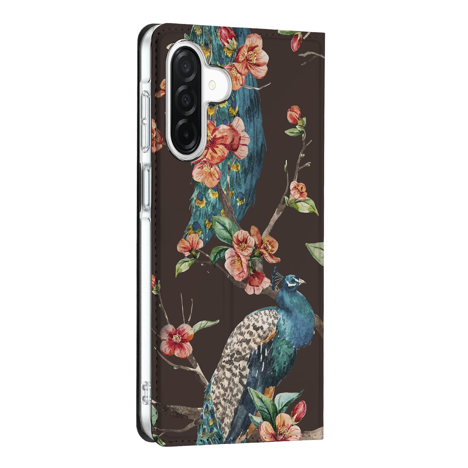 Samsung Galaxy A26 Hoesje maken Pauw met Bloemen hoesje pauw bloemen zijkant