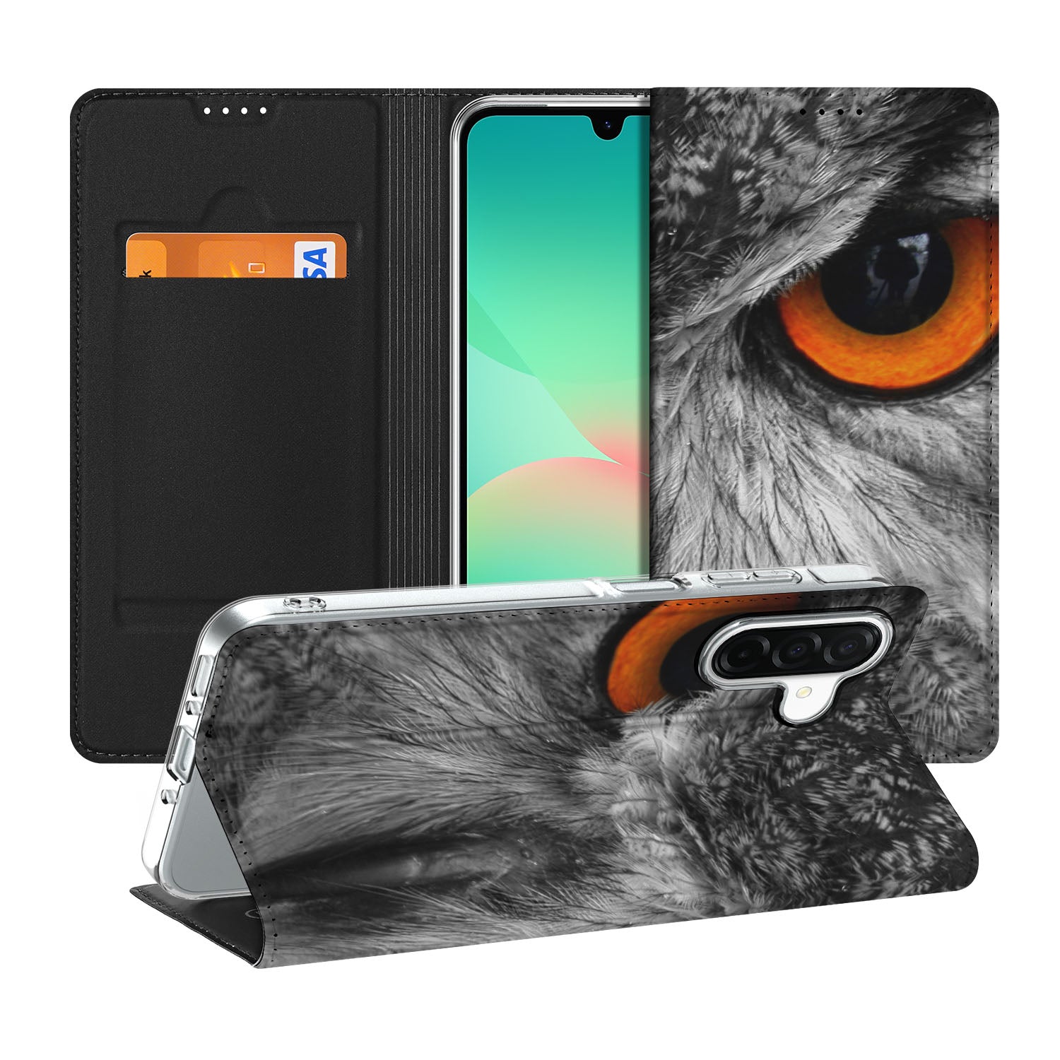 Samsung Galaxy A26 Hoesje maken Uil stand case uil aanzicht