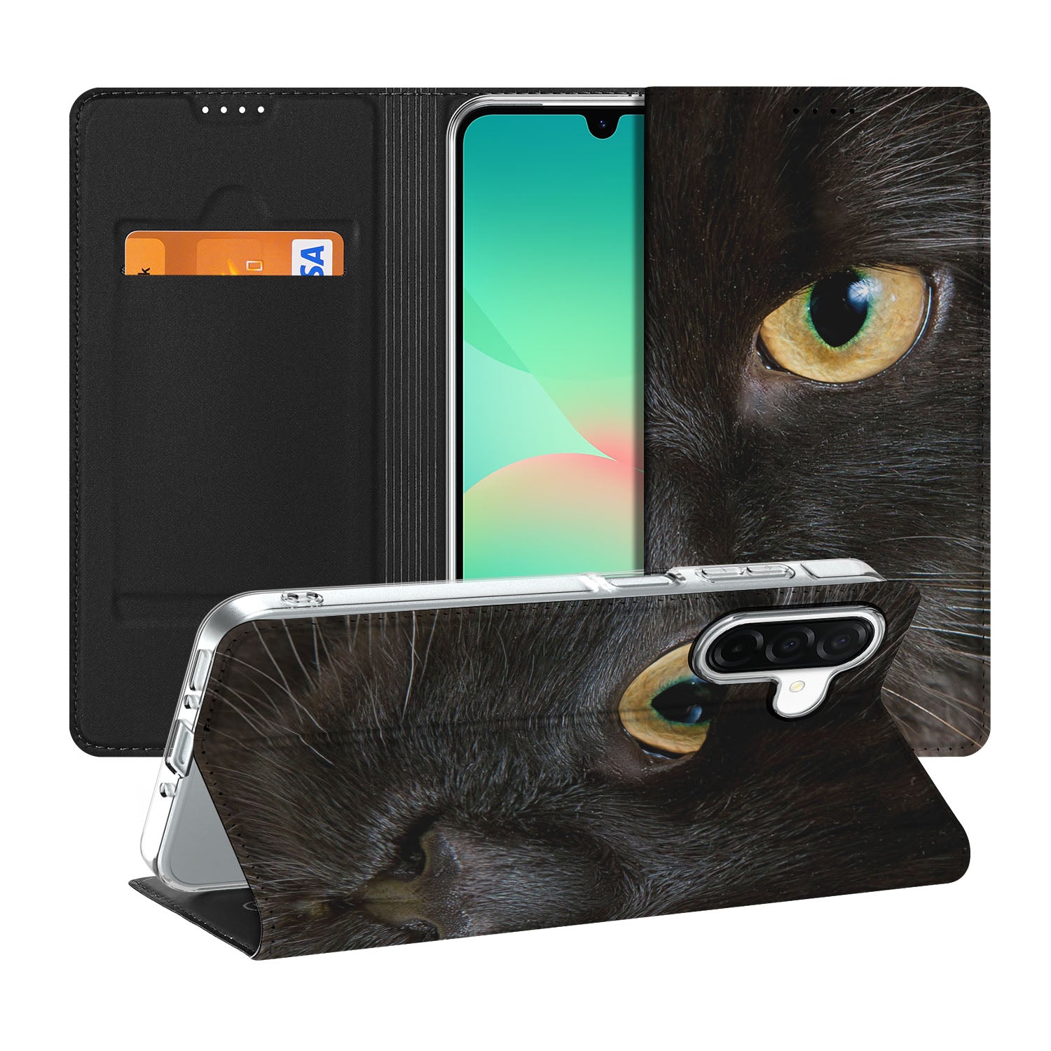 Samsung Galaxy A26 Hoesje maken Zwarte Kat design hoesje voorzijde