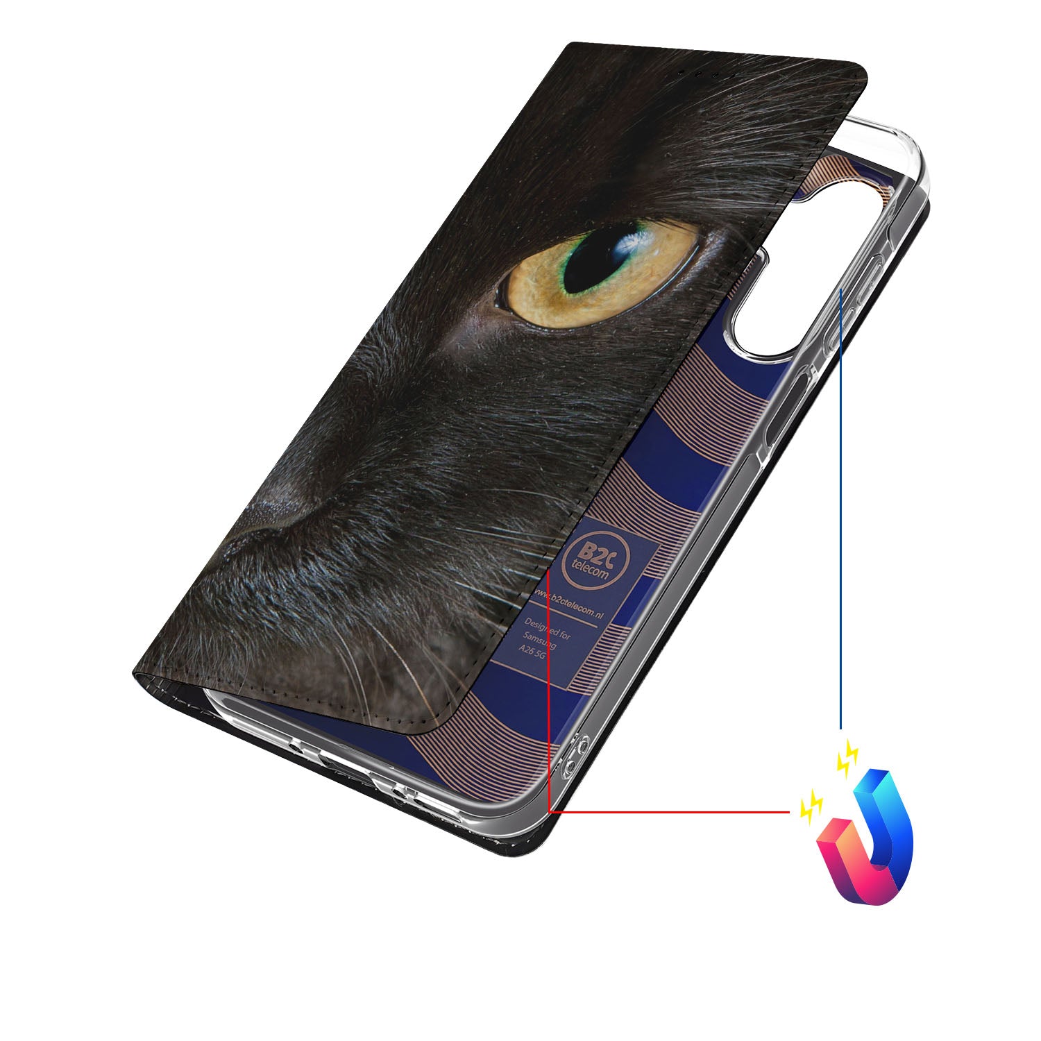 Samsung Galaxy A26 Hoesje maken Zwarte Kat design hoesje detail zwart kat oog