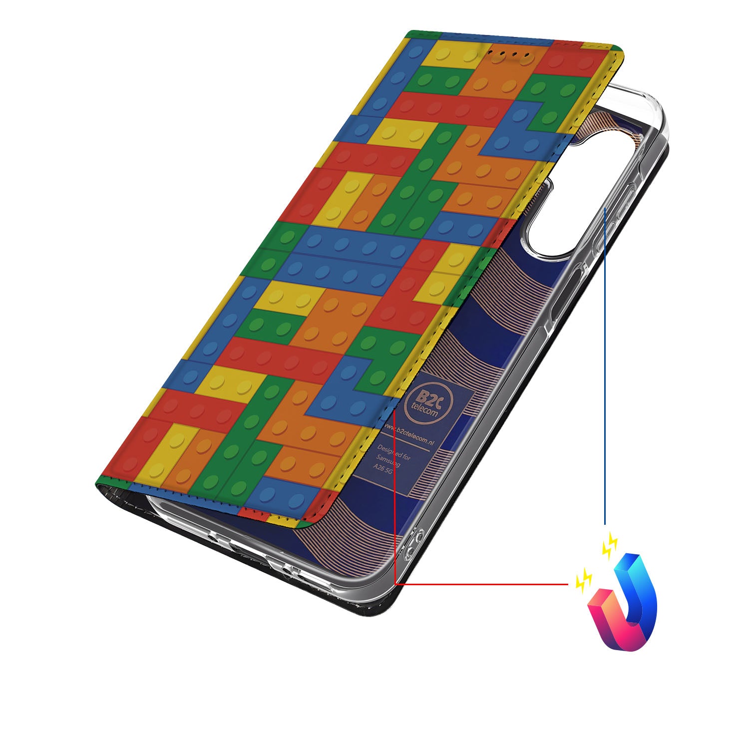Samsung Galaxy A26 Hoesje met Magneet Blokken design hoesje met blokken print aanzicht