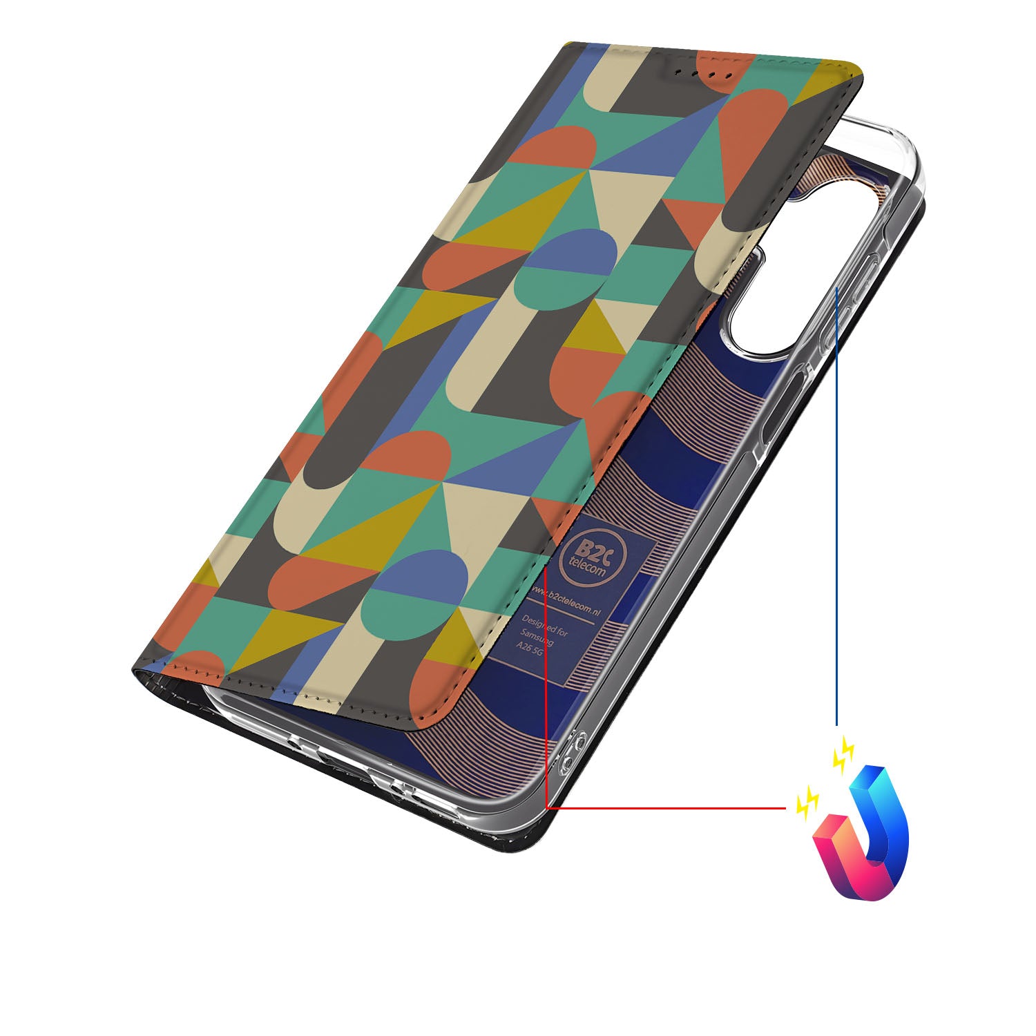 Samsung Galaxy A26 Hoesje met Magneet Funky Retro design kleurrijk aanzicht