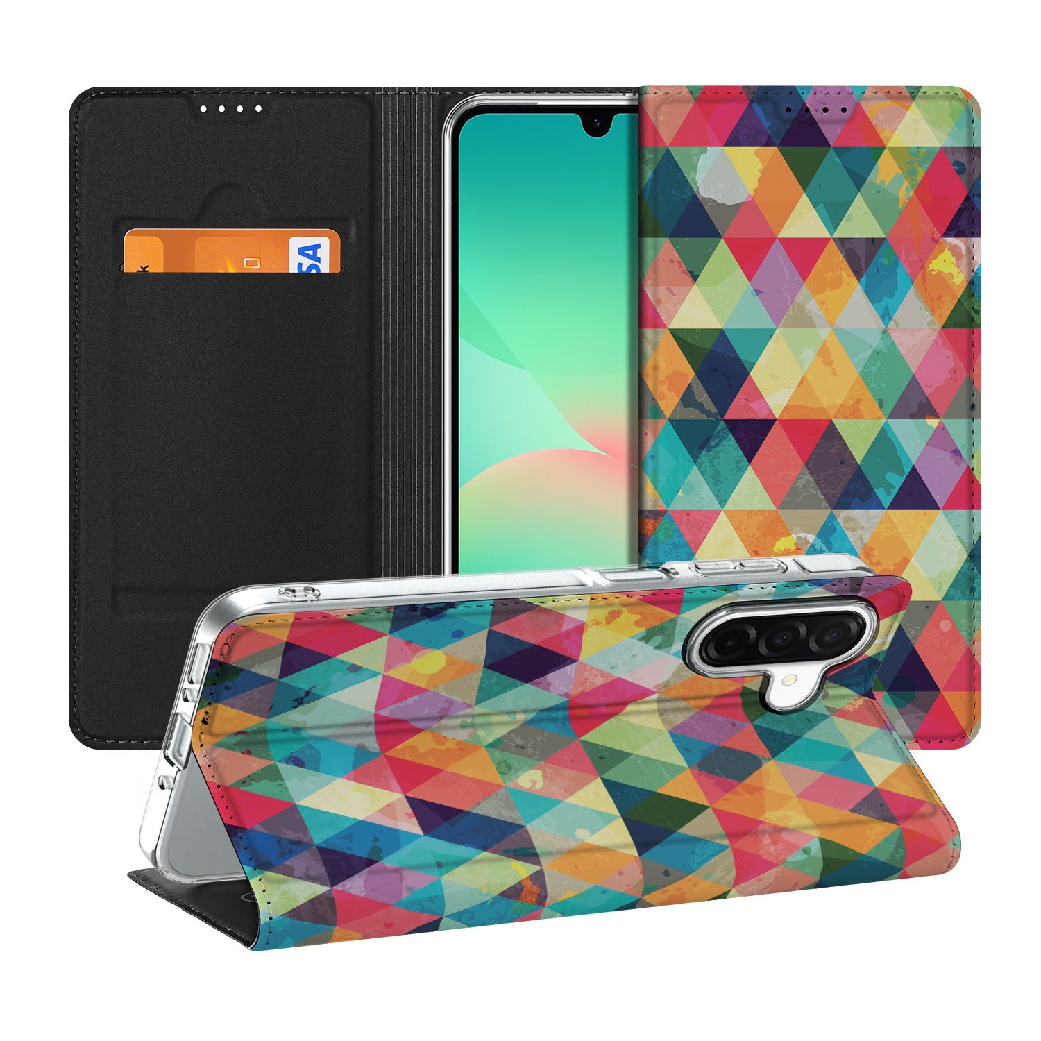 Samsung Galaxy A26 Hoesje met Magneet Geruit geruit design aanzicht