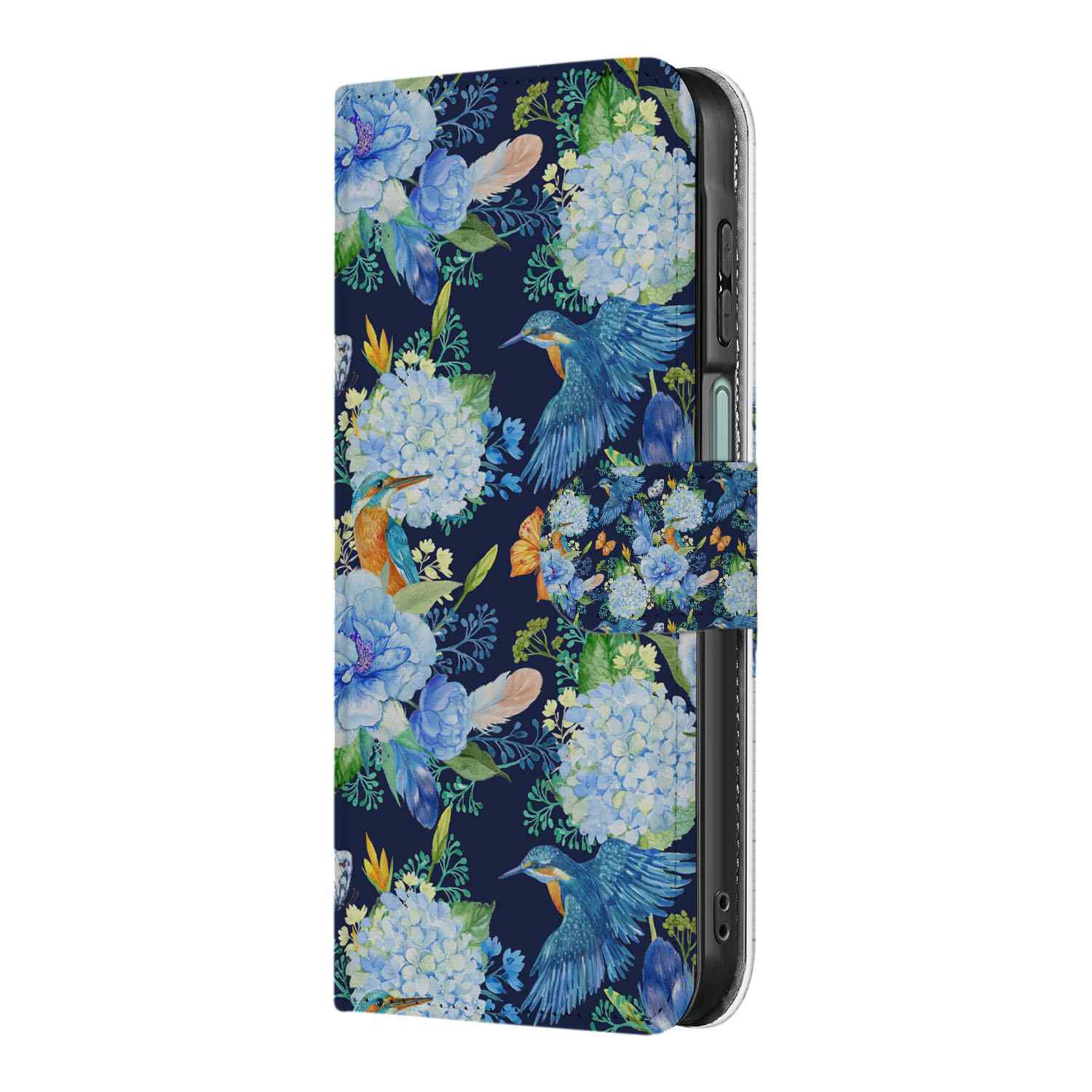 Samsung Galaxy A26 IJsvogel Book Case bloem design zijaanzicht