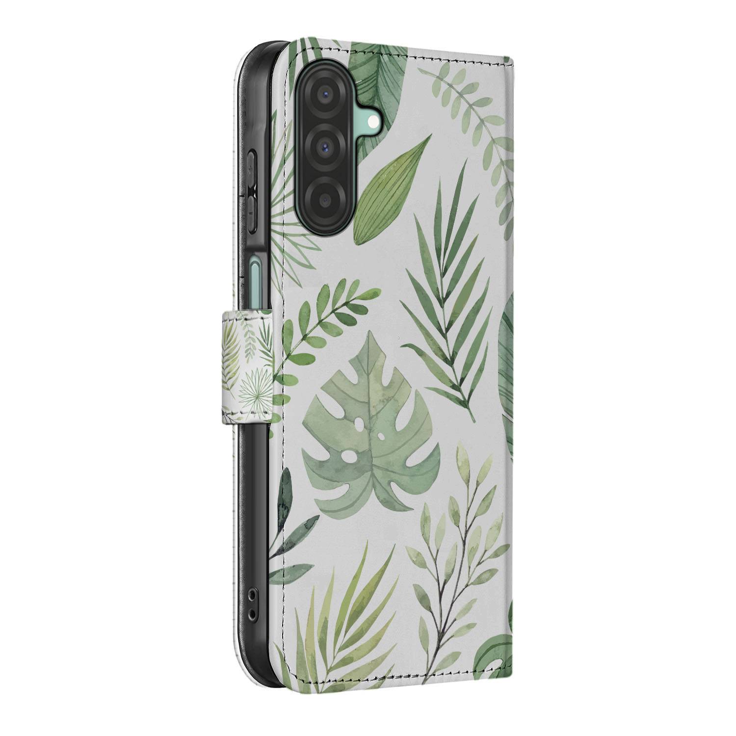 Samsung Galaxy A26 Leaves Book Case bladeren design zijkant