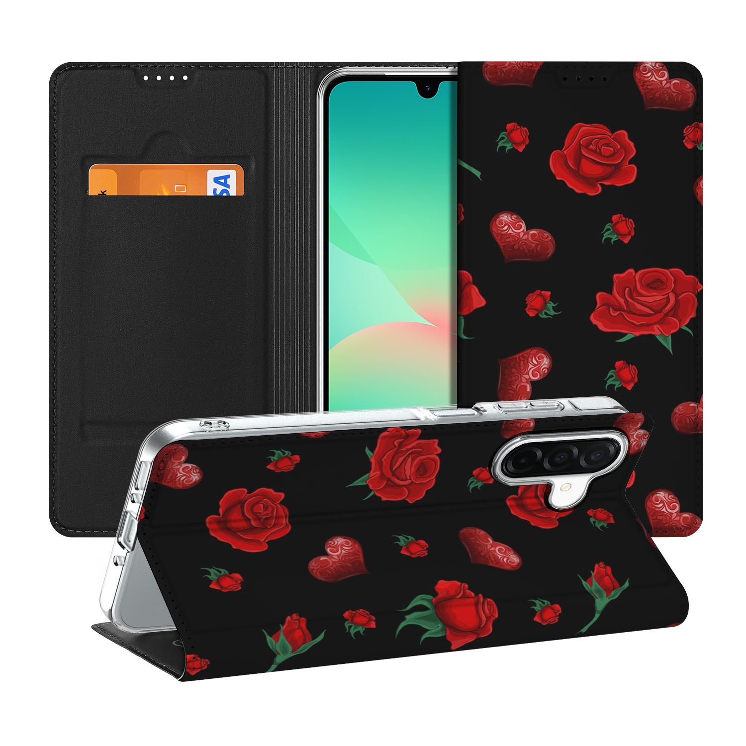 Samsung Galaxy A26 Magnet Case Valentine achterzijde bovenzijde binnenkant