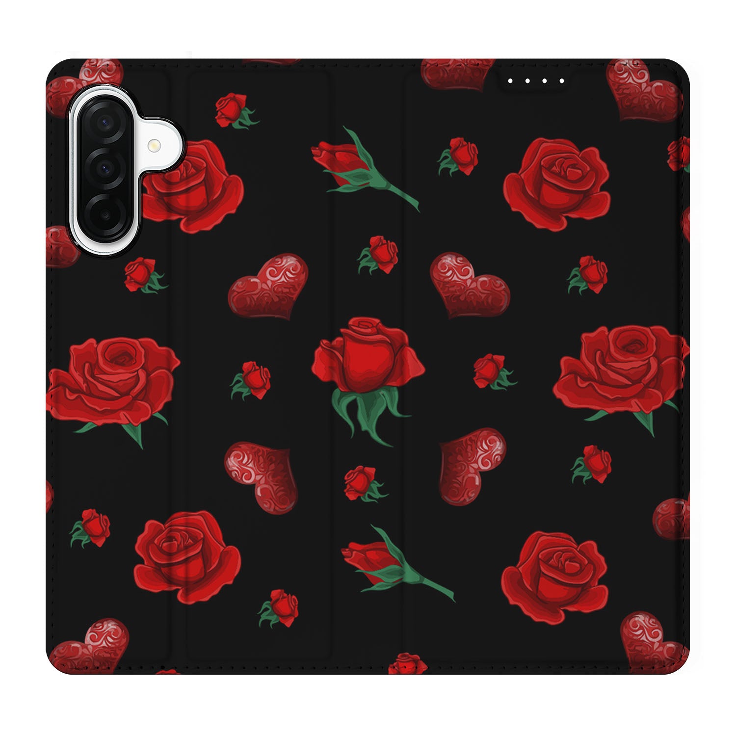 Samsung Galaxy A26 Magnet Case Valentine bloemen harten bovenaanzicht