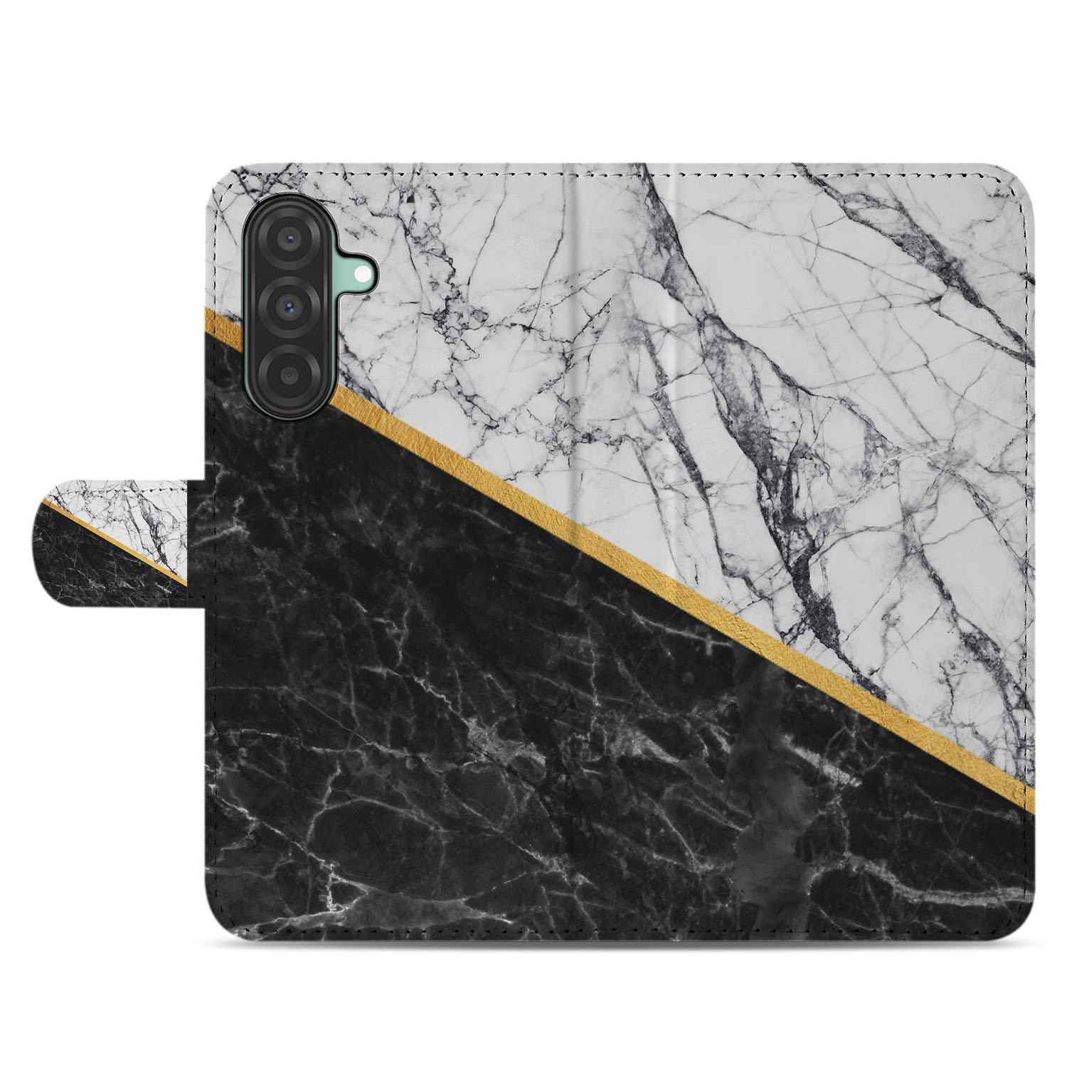Samsung Galaxy A26 Marble White Black Book Case Marble White Black voorkant