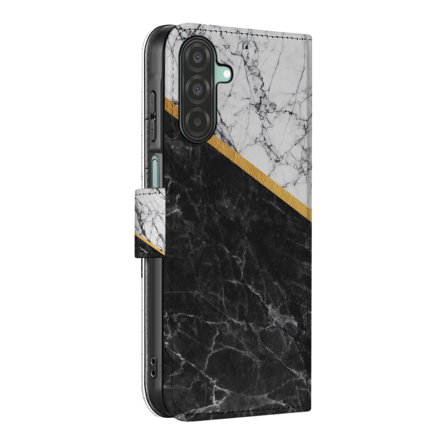 Samsung Galaxy A26 Marble White Black Book Case Marble White Black aanzicht
