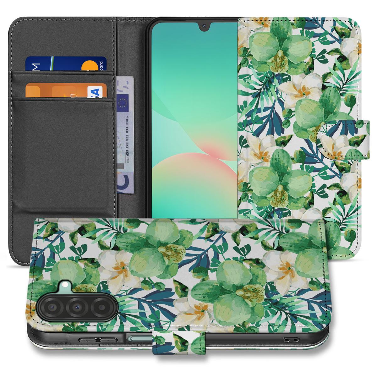 Samsung Galaxy A26 Orchidee Groen Book Case boek hoesje orchidee groen voorkant