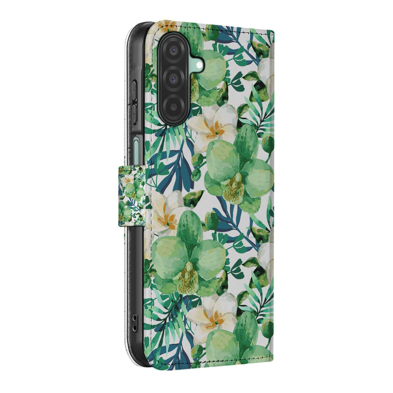 Samsung Galaxy A26 Orchidee Groen Book Case Orchidee Groen zijaanzicht