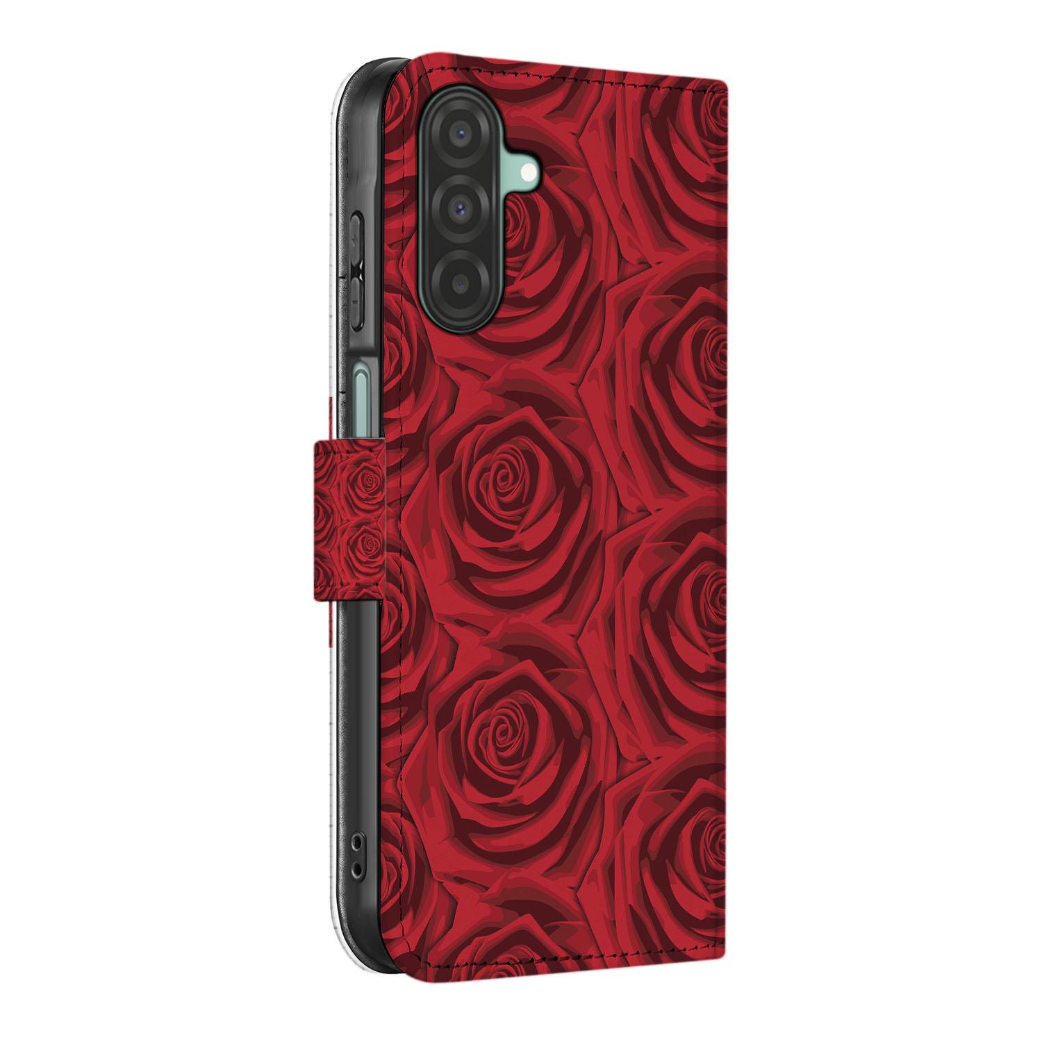 Samsung Galaxy A26 Red Roses Book Case boekcase bloemen zijaanzicht