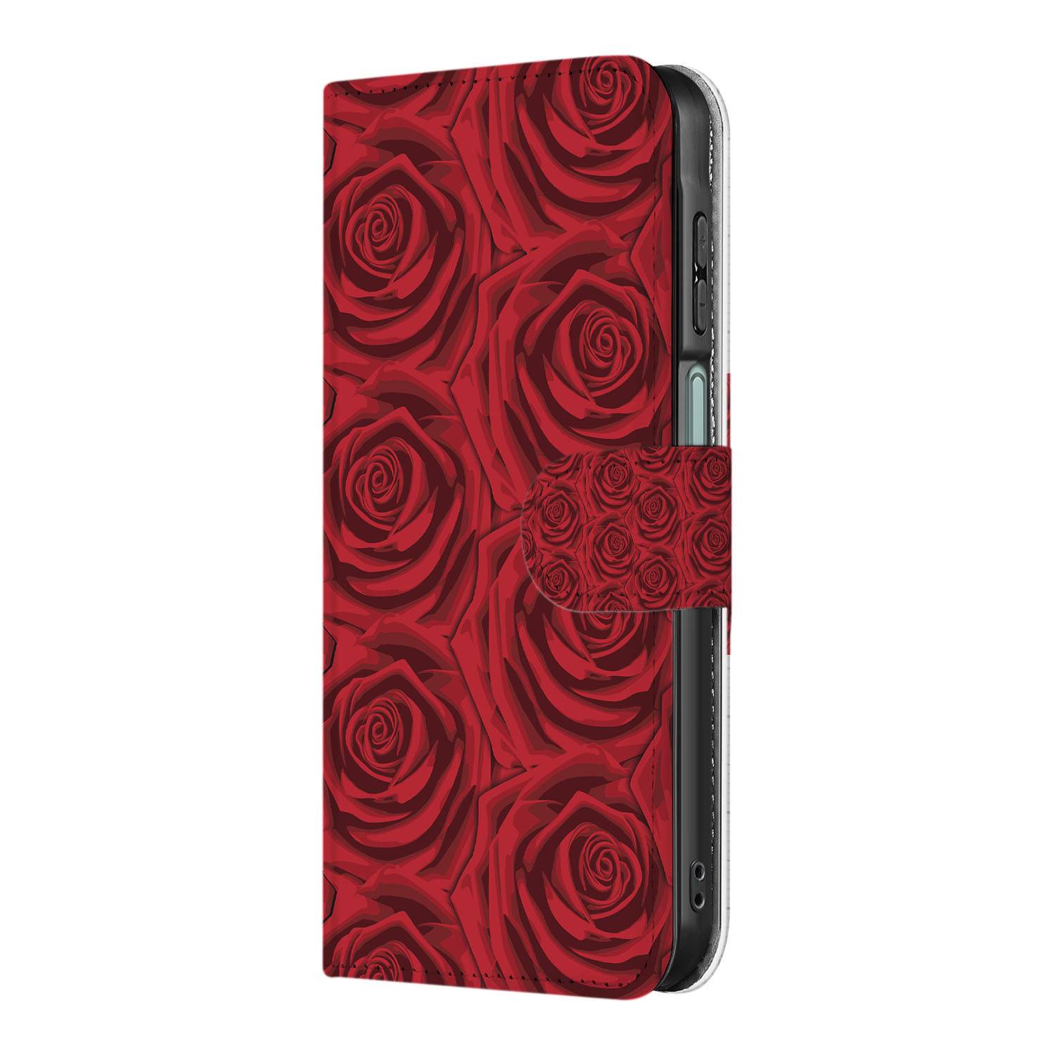 Samsung Galaxy A26 Red Roses Book Case Red Roses design zijaanzicht