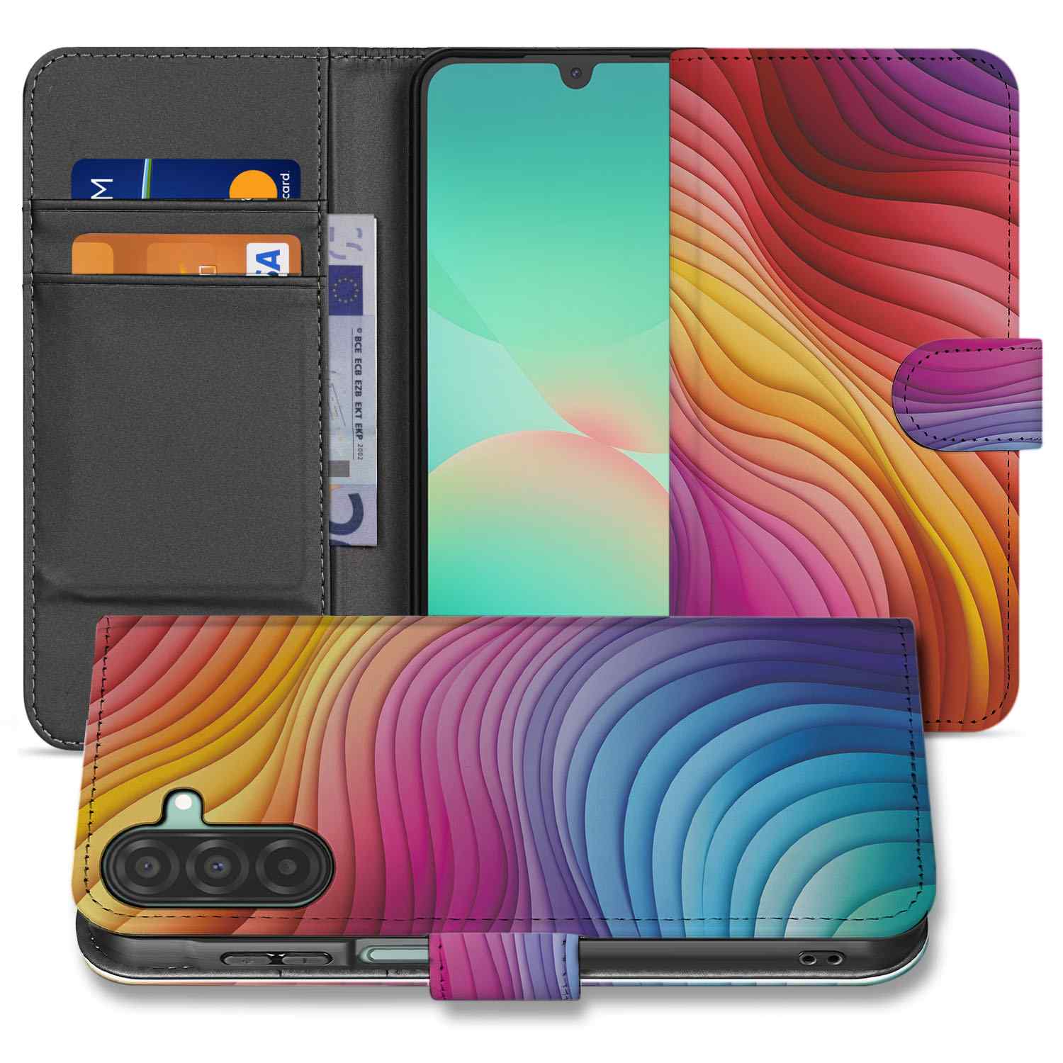 Samsung Galaxy A26 Regenboog Book Case regenboog design voorkant
