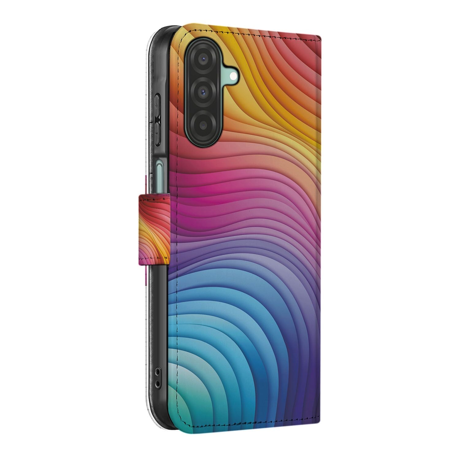 Samsung Galaxy A26 Regenboog Book Case Regenboog design zijaanzicht