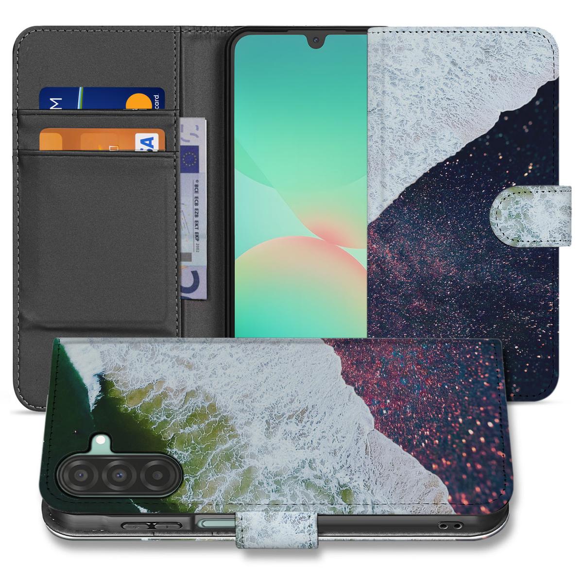 Samsung Galaxy A26 Sea in Space Book Case Sea in Space design voorkant 3 pasjeshouders