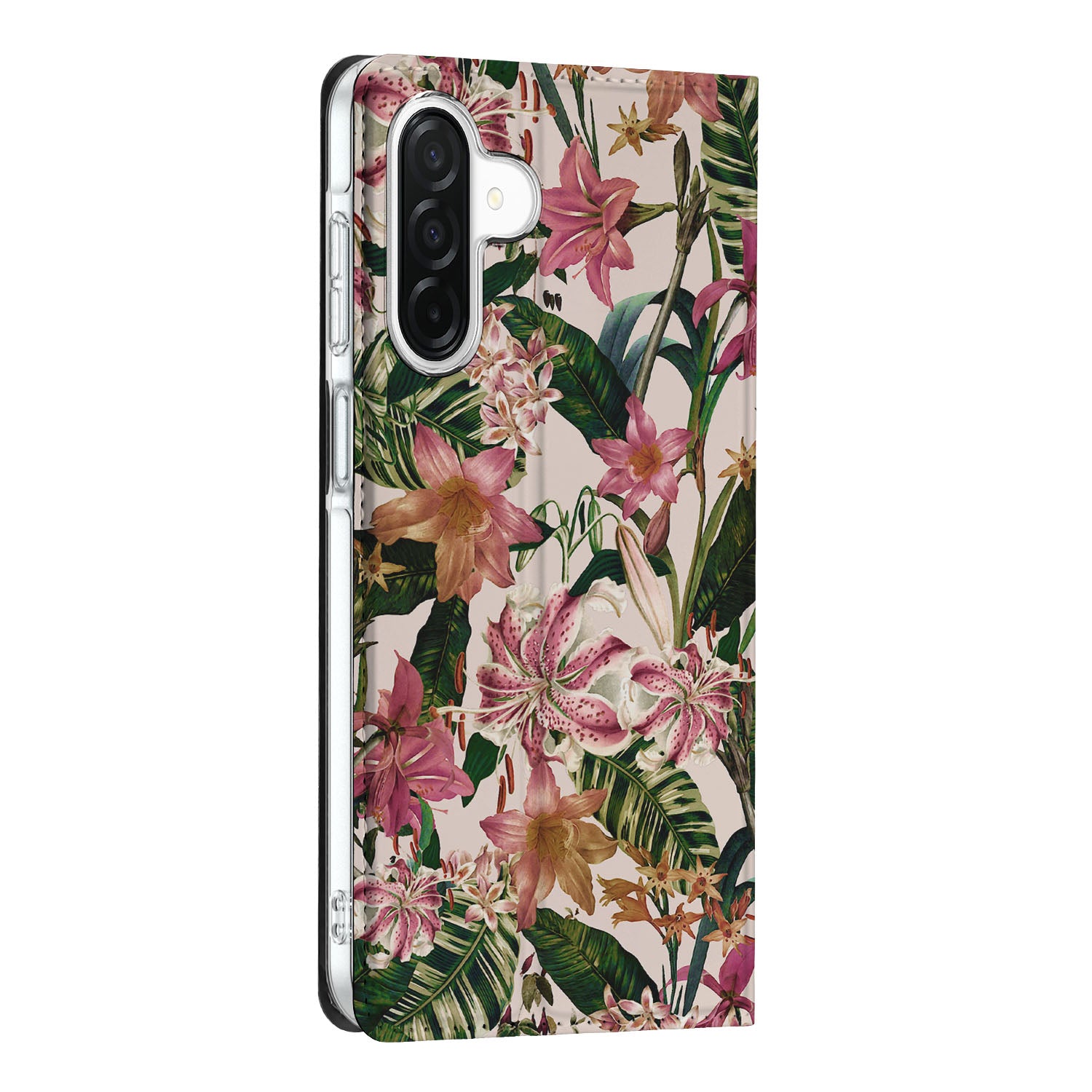 Samsung Galaxy A26 Smart Cover Flowers bloemen groen bladeren zijaanzicht
