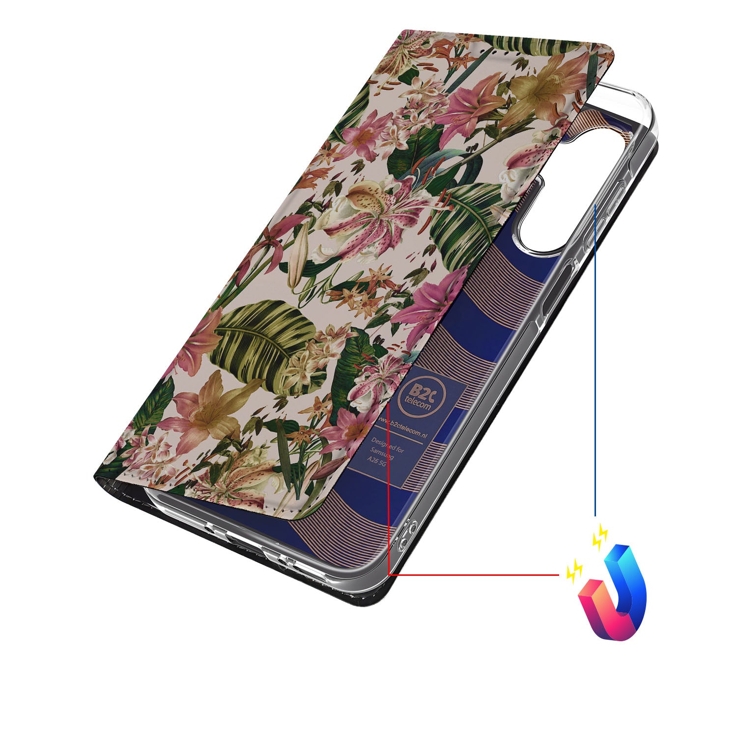 Samsung Galaxy A26 Smart Cover Flowers bloemen design zijaanzicht